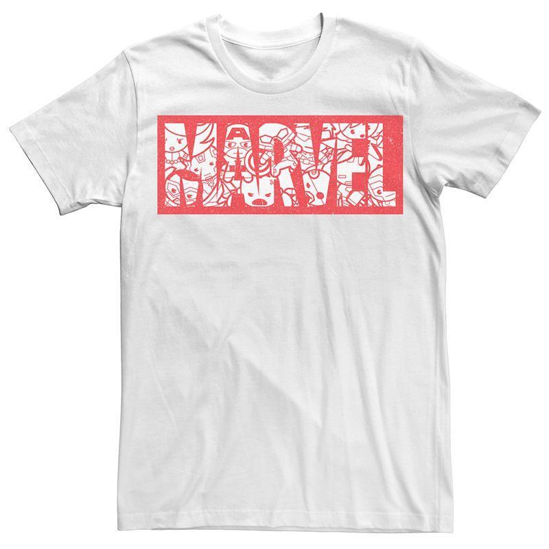 Men's Marvel Kawaii Art Collection Graphic Tee, Size: Small, White Product Image