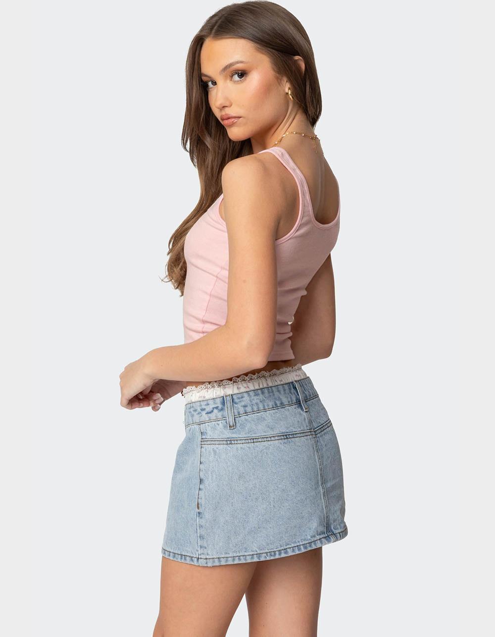 EDIKTED Tiana Henley Tank Top - PINK Product Image