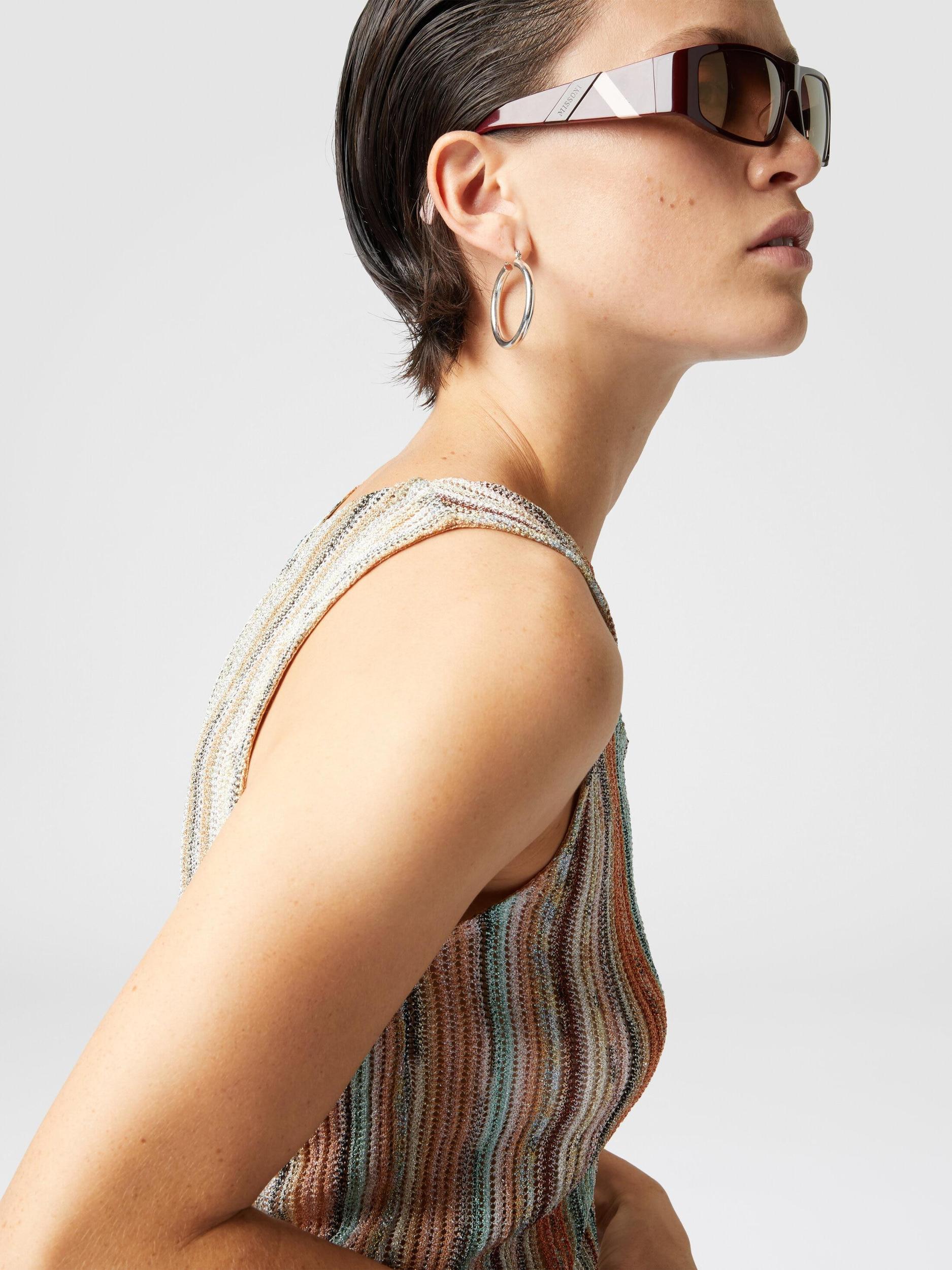 Striped lamé slub viscose sleeveless top Product Image