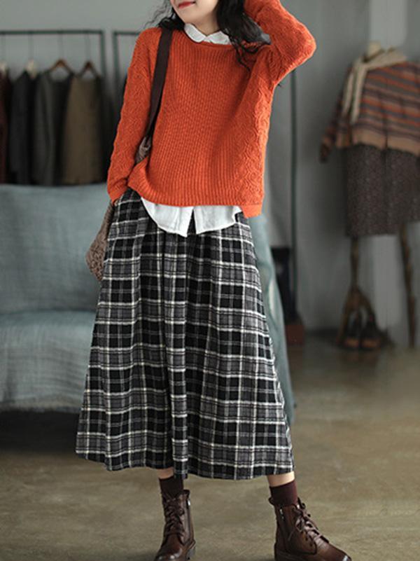 Artistic Retro Plaid A-Line Skirt Product Image