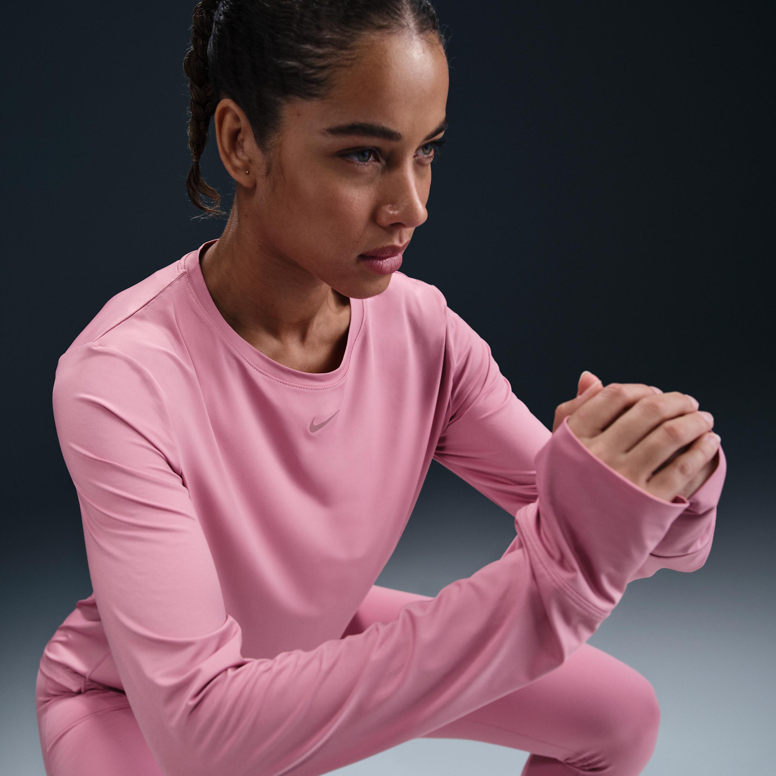 Women's Nike One Classic Dri-FIT Long Sleeve Top, Size: Medium, Elemental Pink Product Image