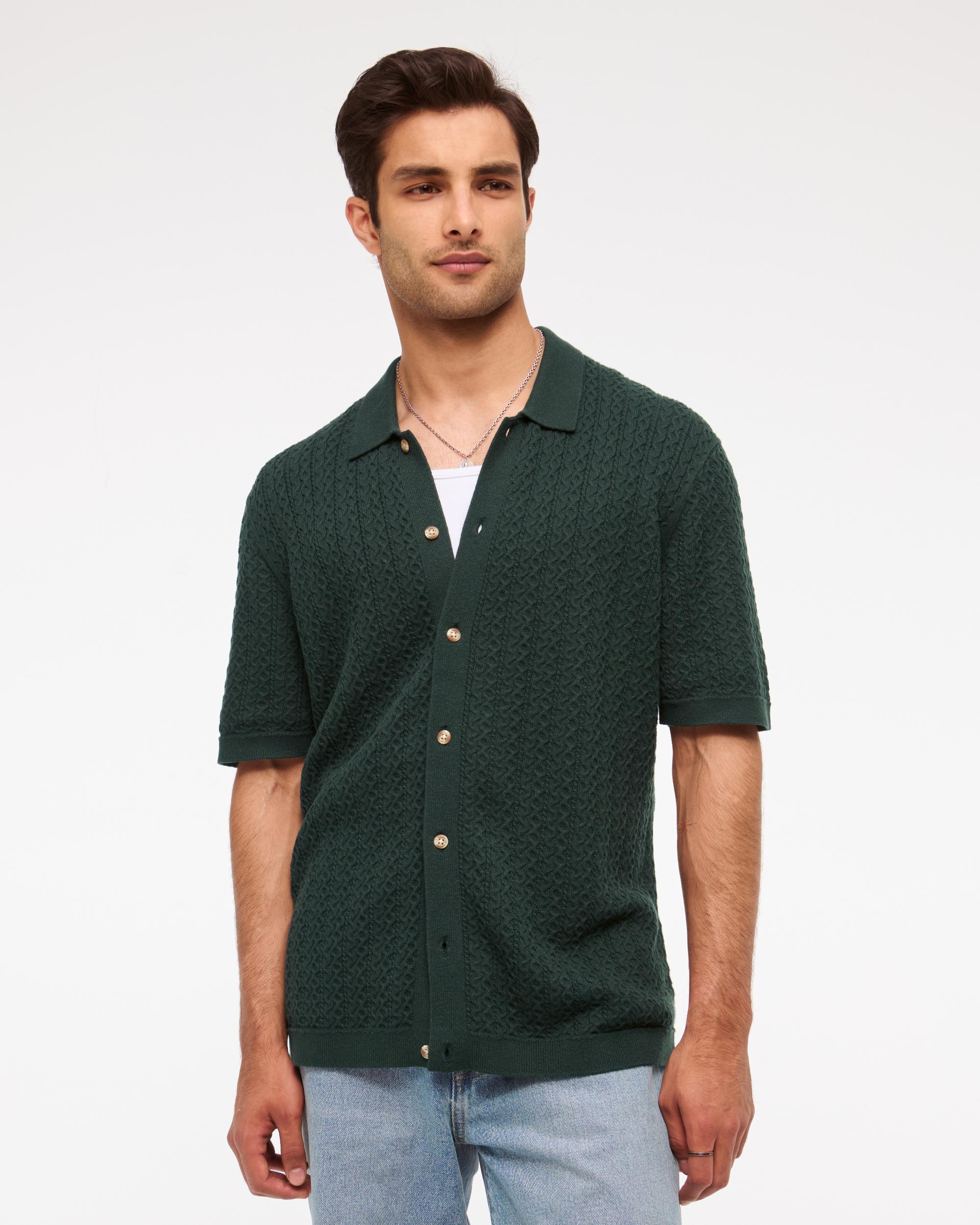 Cable Button-Through Sweater Polo Product Image