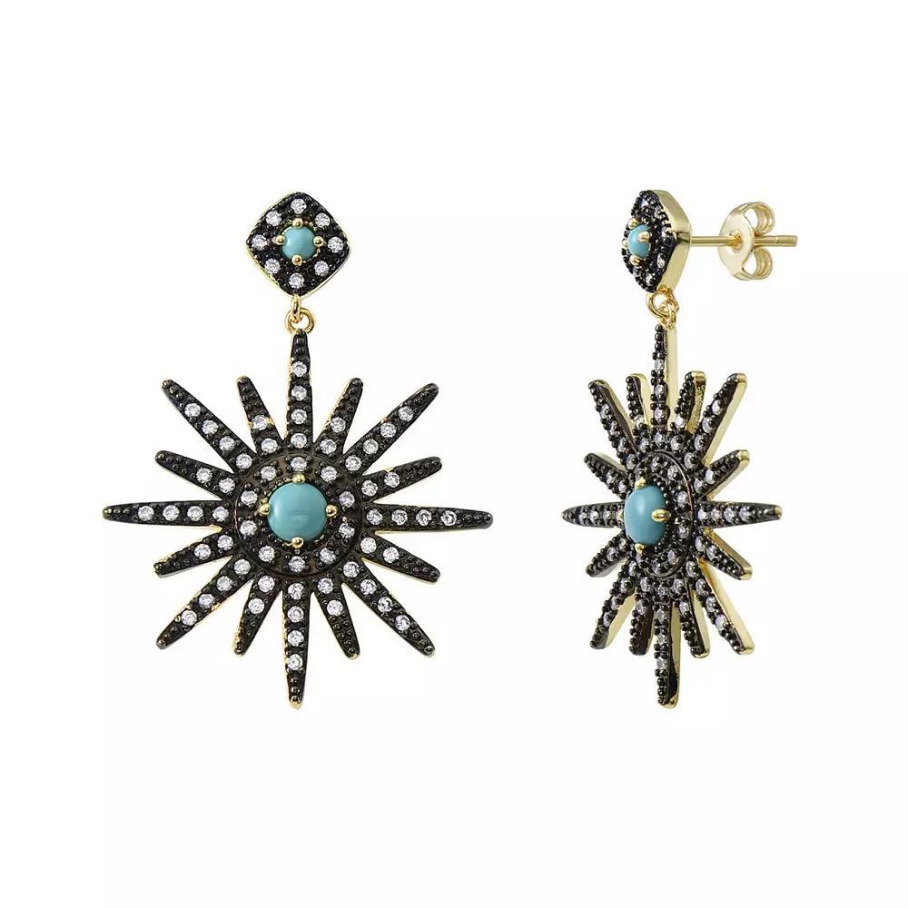 Adornia 14k Gold Plated Cubic Zirconia Starburst Earrings, Women's, Silver Tone Product Image