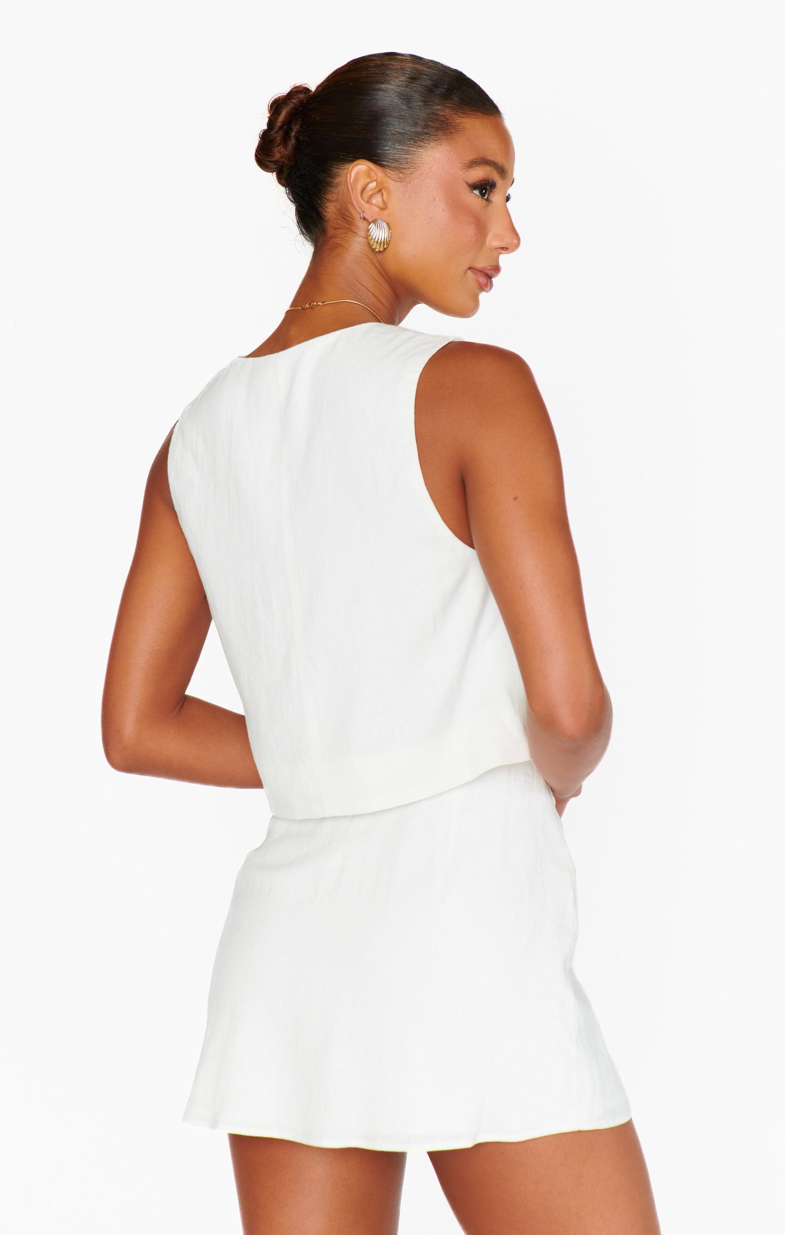 Vicky Vest Top ~ White Linen Product Image