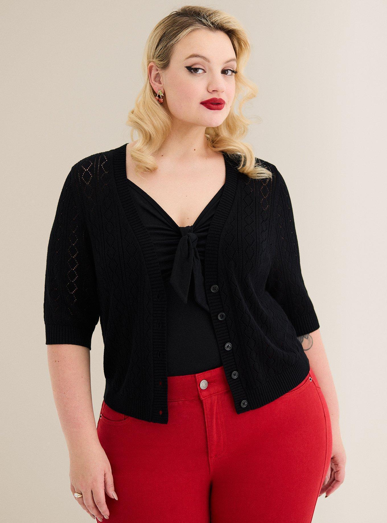 Retro Chic Pointelle Cardigan Product Image