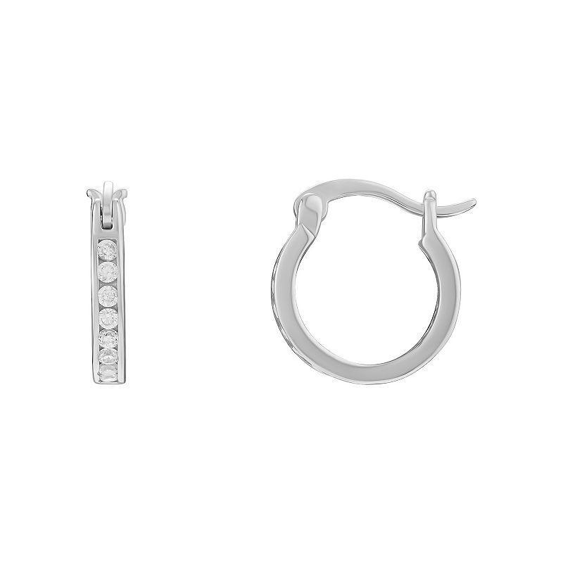 PRIMROSE Sterling Silver Cubic Zirconia Huggie Hoop Earrings, Women's, Size: 13MM Product Image