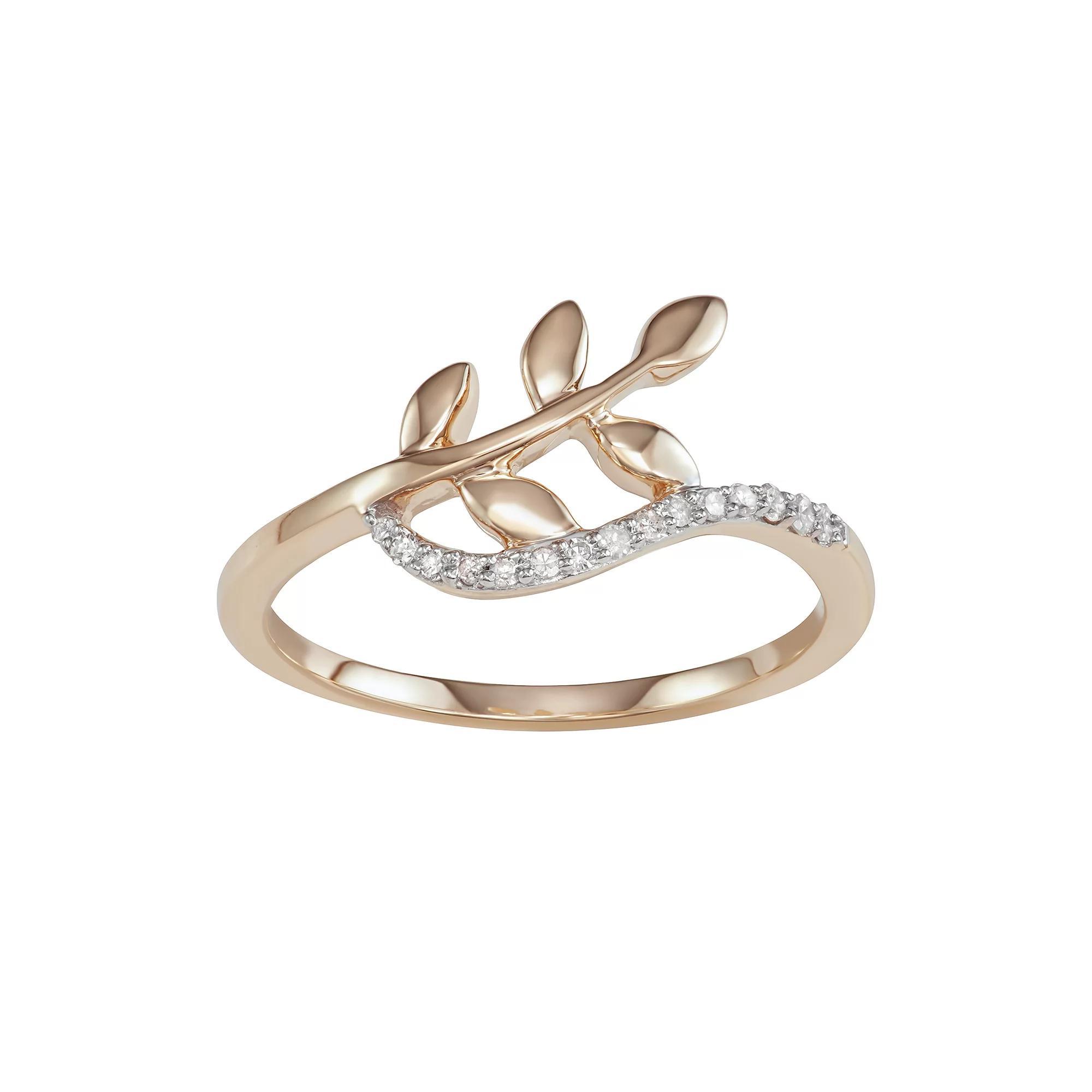10k Gold Diamond Accent Leaf Ring, Women's, Size: 8 Product Image