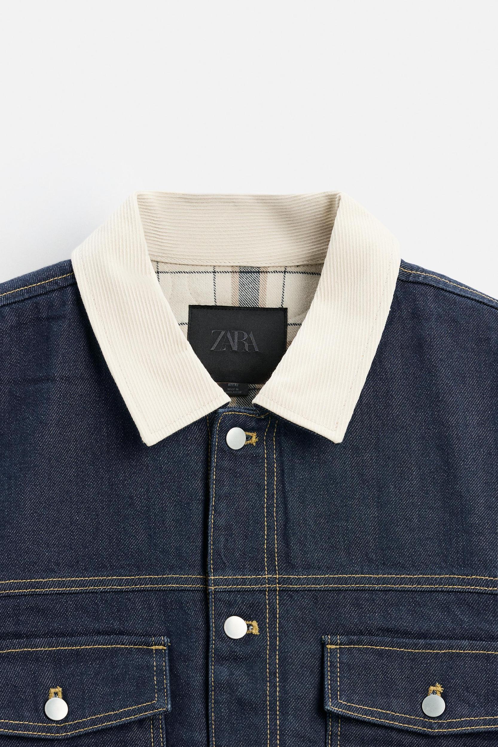 CONTRAST COLLAR DENIM JACKET Product Image