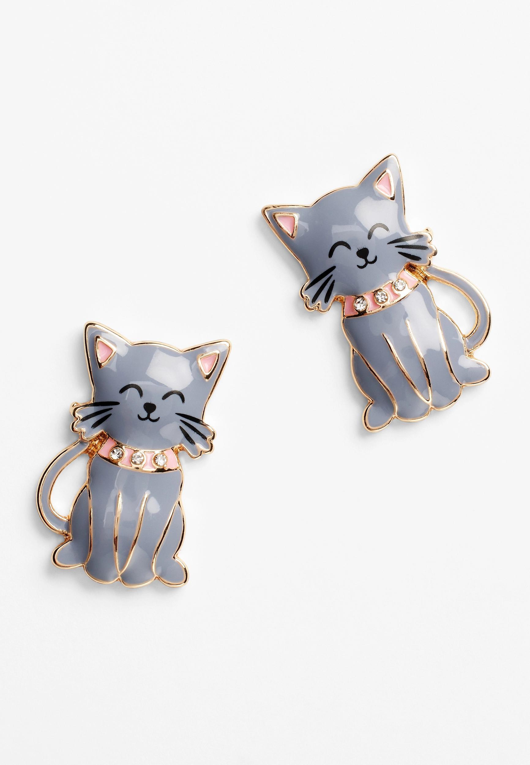 Maurices Womens Gray Cat Drop Earrings Size O/s Product Image