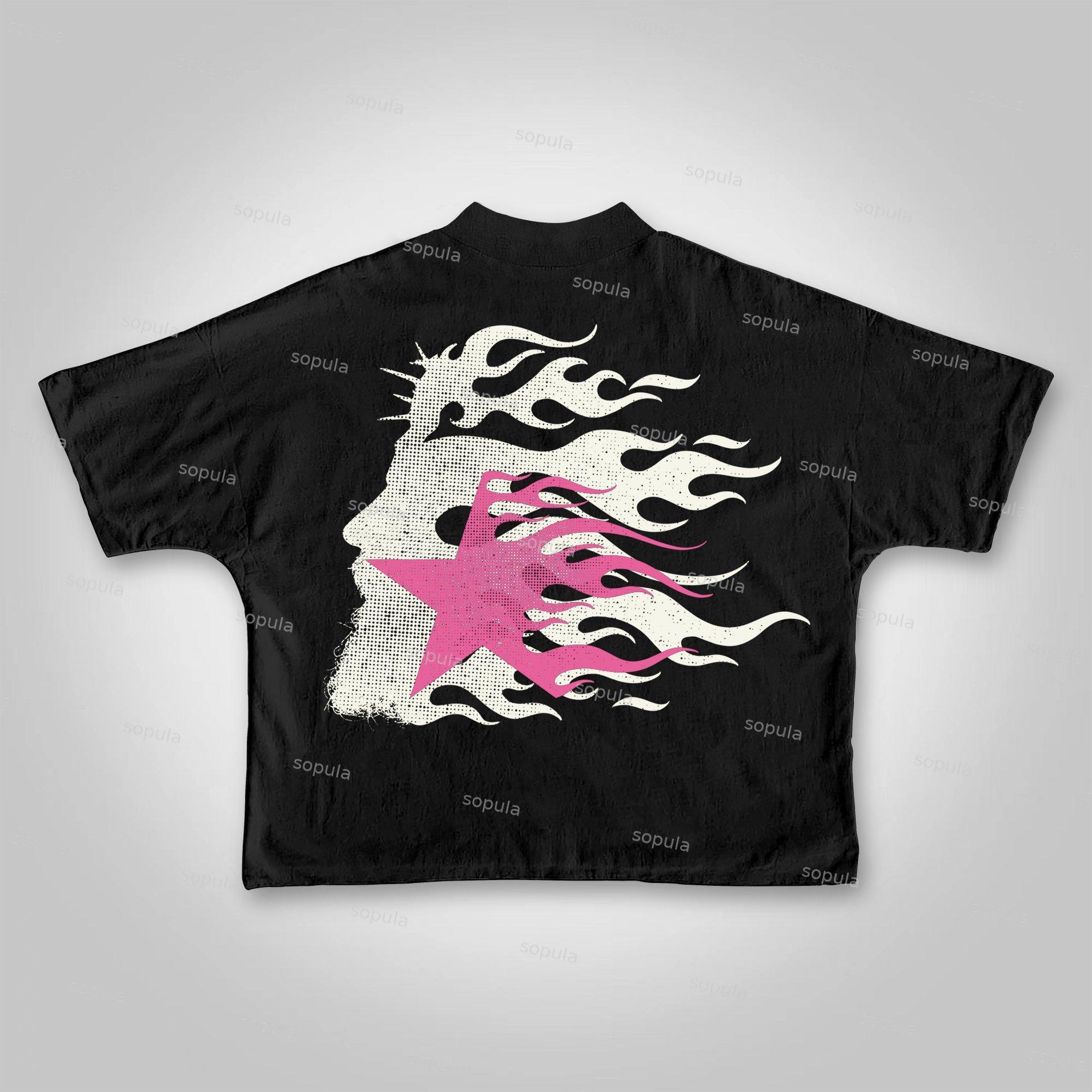 Sopula Vintage Flame Jesus Silhouette Network Cropped T-shirt Product Image