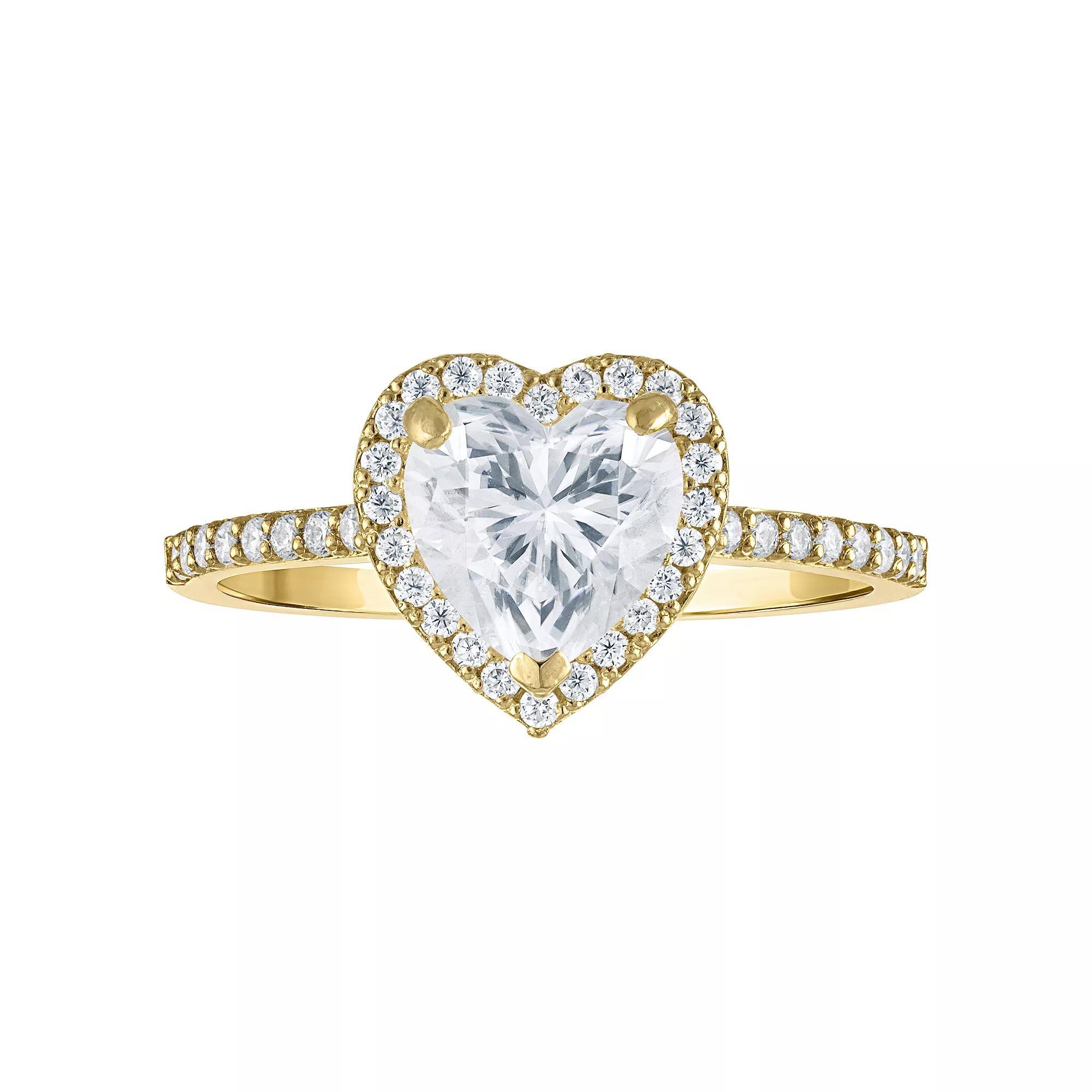 White Lotus 10k Gold Lab-Created Moissanite Heart Ring, Womens Product Image