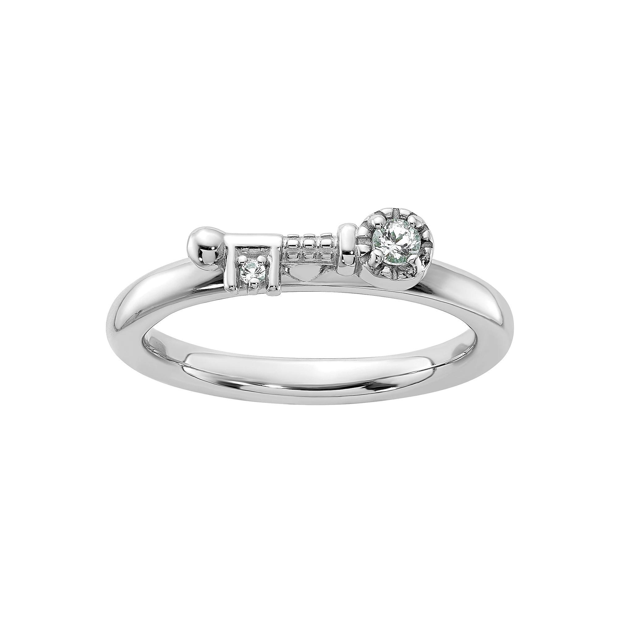 Stacks & Stones Sterling Silver Stackable Gemstone Key Ring, Women's, Size: 5, White Topaz Product Image