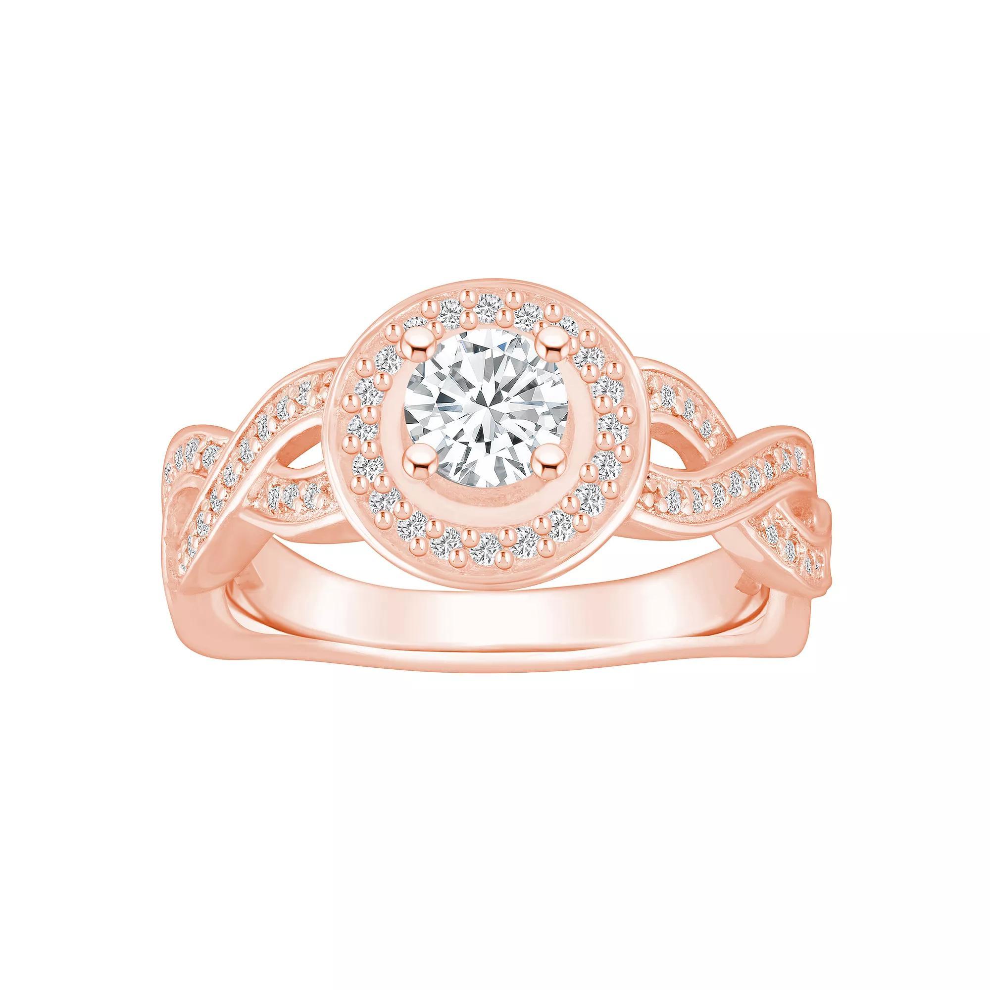 Alyson Layne 14k Gold 9/10 Carat T.W. Diamond Braided Halo Engagement Ring, Women's, Size: 8, 14k Rose Gold Product Image