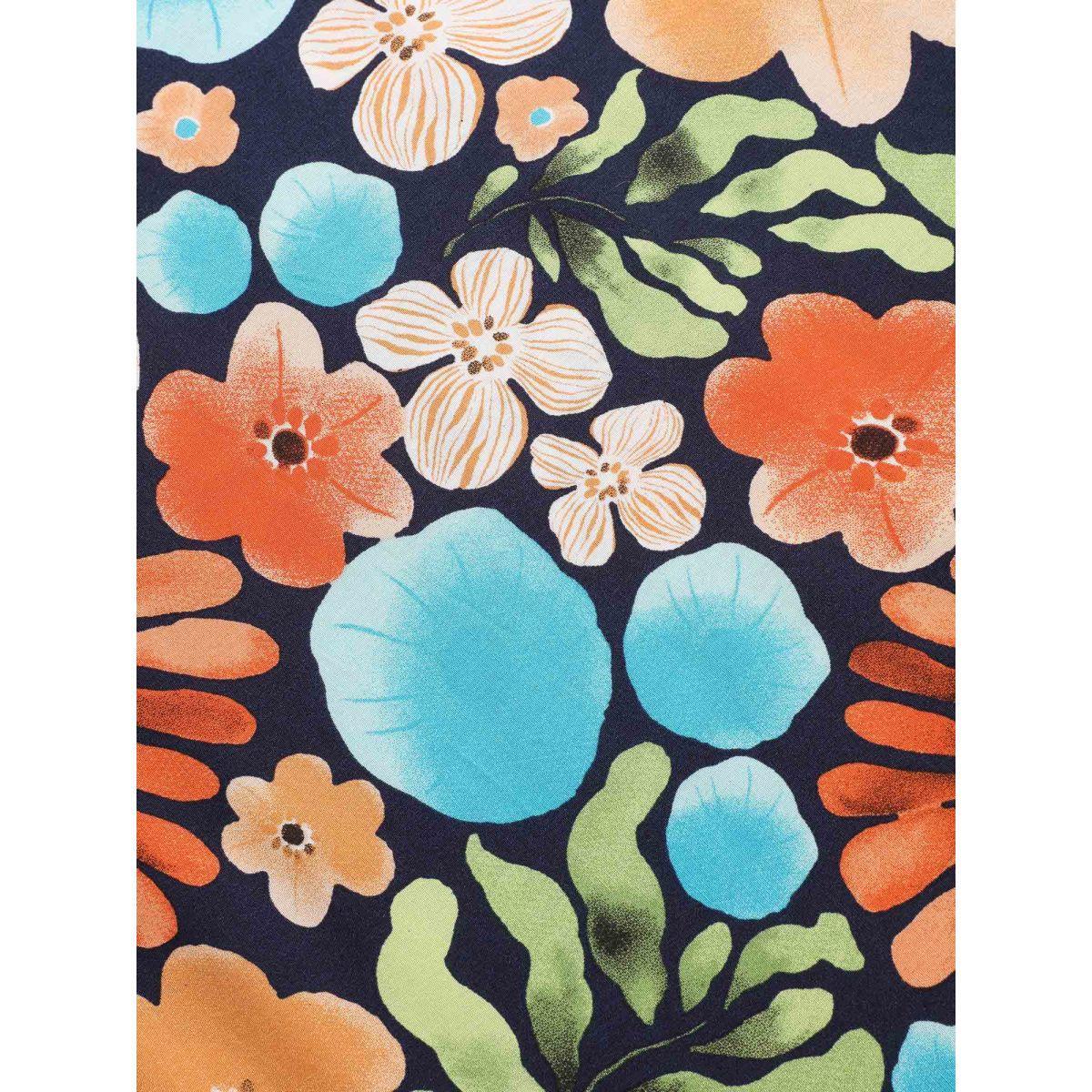 Plus Size Floral Printed Patchwork Side Seam Pocket Dress Indigo Women Resort Gathered Non Sleeveless Curvy BloomChic 18-20/2X Product Image