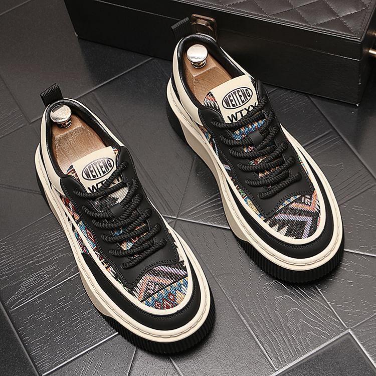 Printed Panel Platform Sneakers Product Image