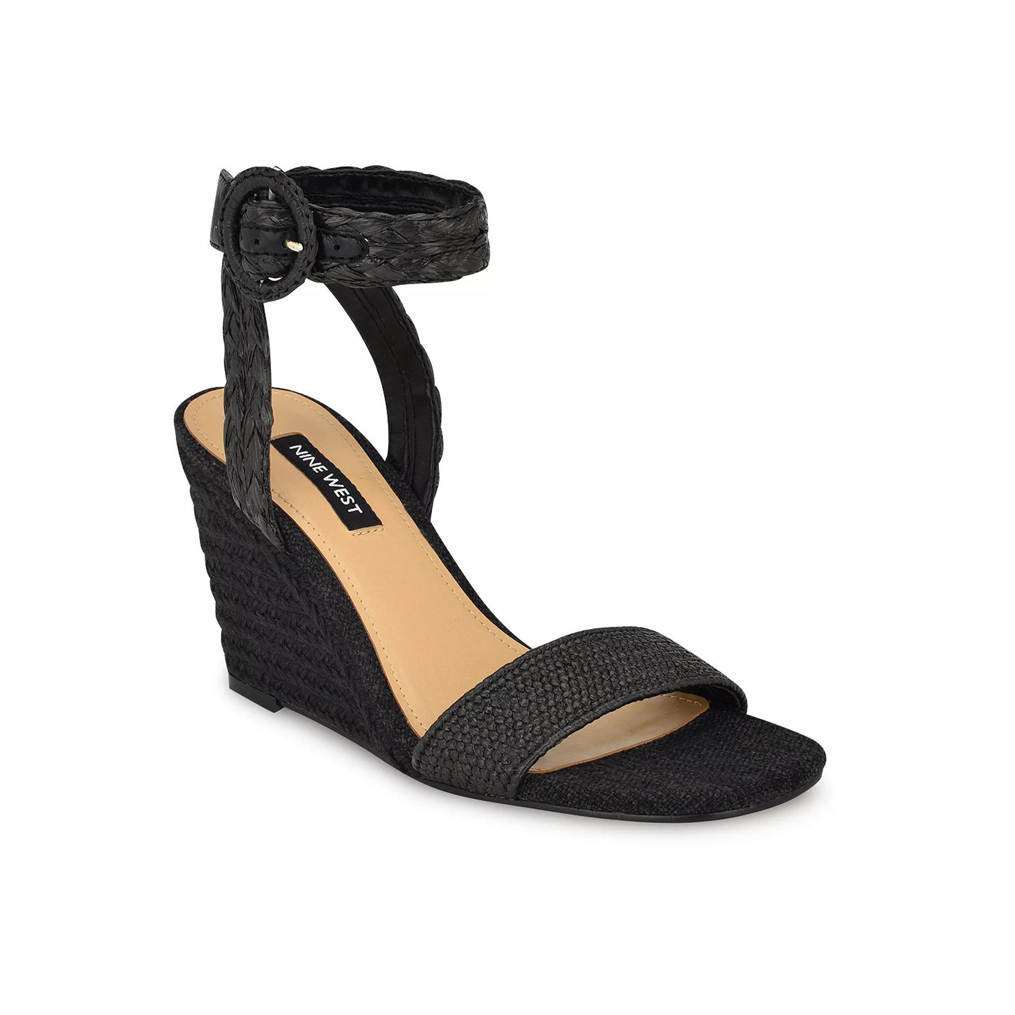 Nine West Nerisa Women's Wedge Sandals, Size: 9.5, Black Product Image
