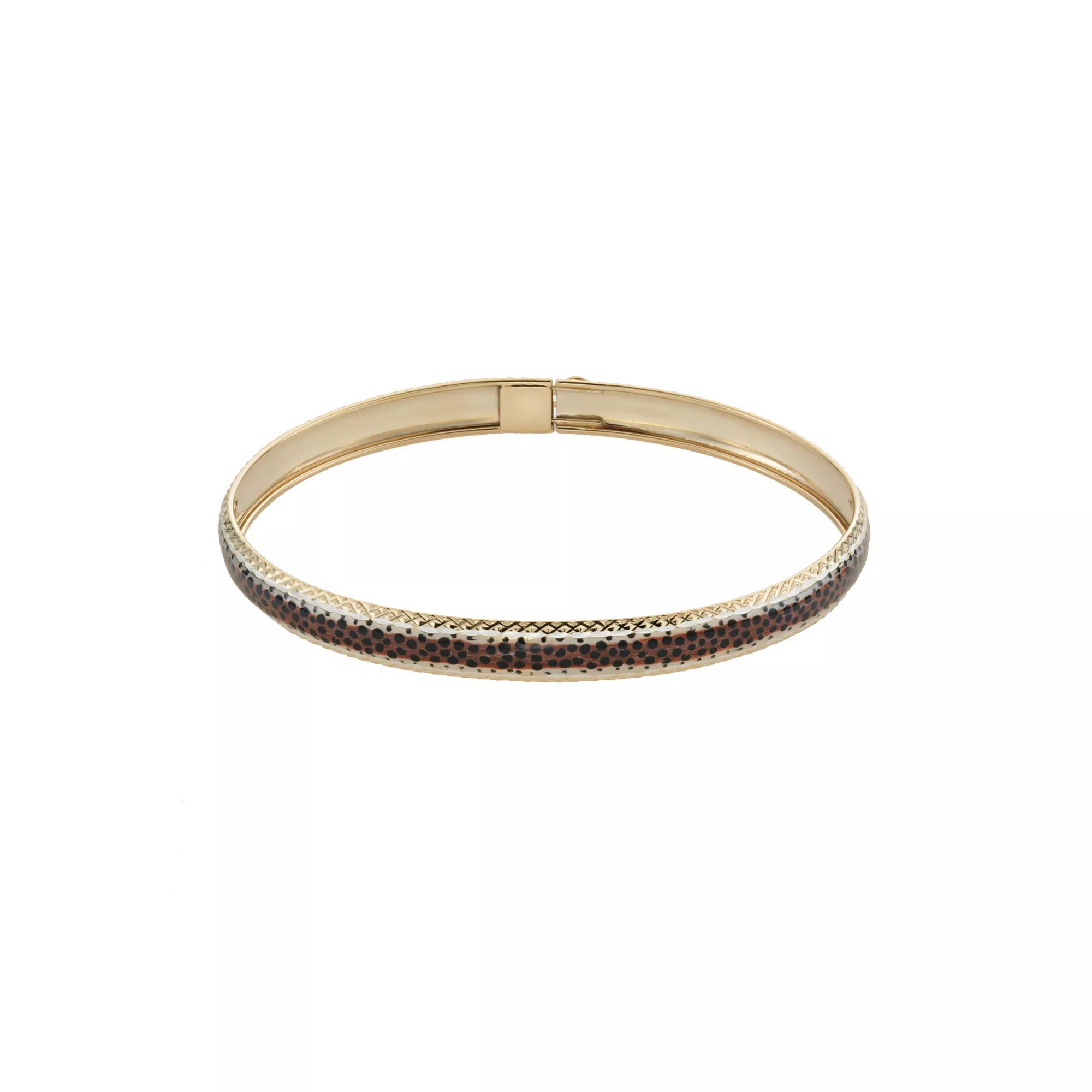 14k Gold and Sterling Silver Leopard Bangle Bracelet, Women's, Yellow Product Image