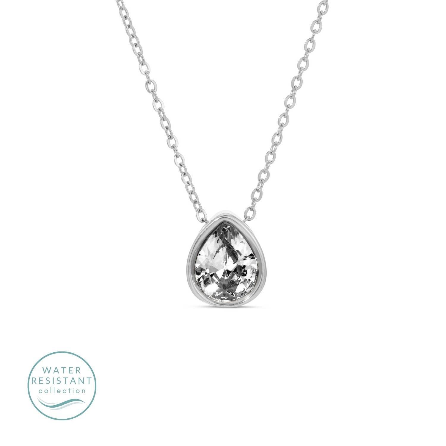 Large Cz Teardrop Pendant Necklace Product Image