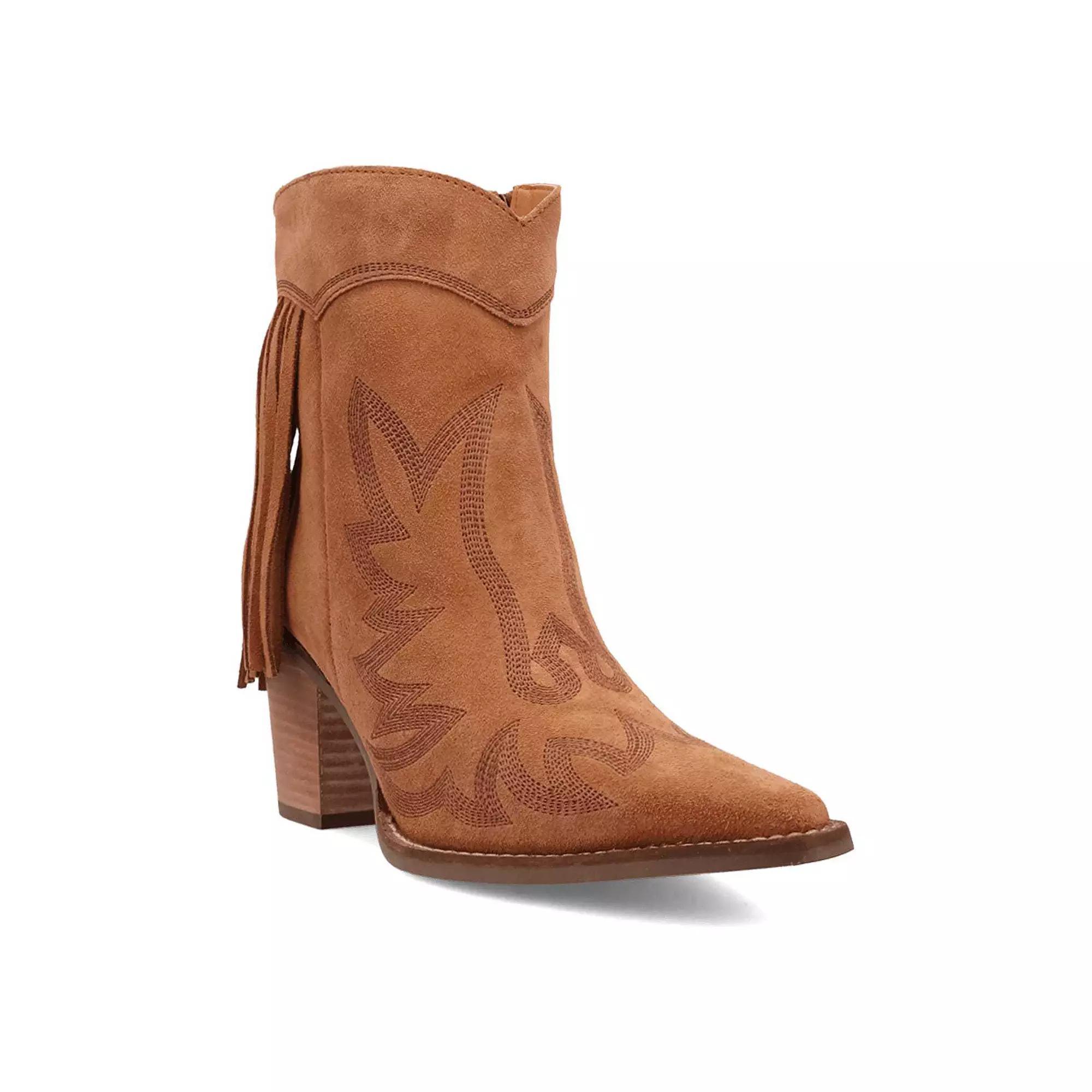 Dingo Wild Sage Women's Suede Ankle Boots, Size: 8, Camel Product Image