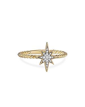 David Yurman 18K Yellow Gold Cable Collectibles North Star Stacking Ring with Diamonds Product Image