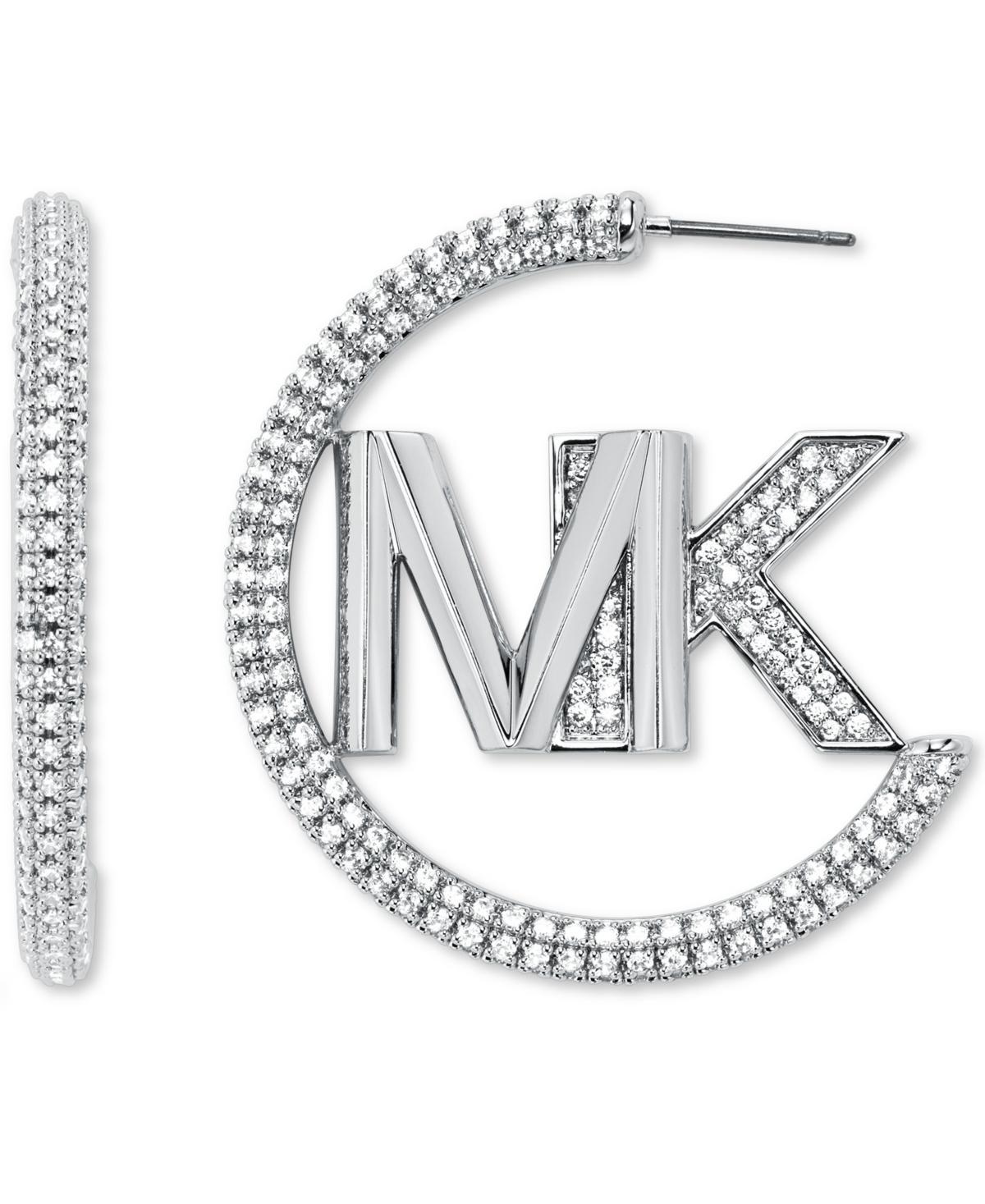 Michael Kors MK Metallic Muse Silver-Tone Brass Hoop Earrings Product Image