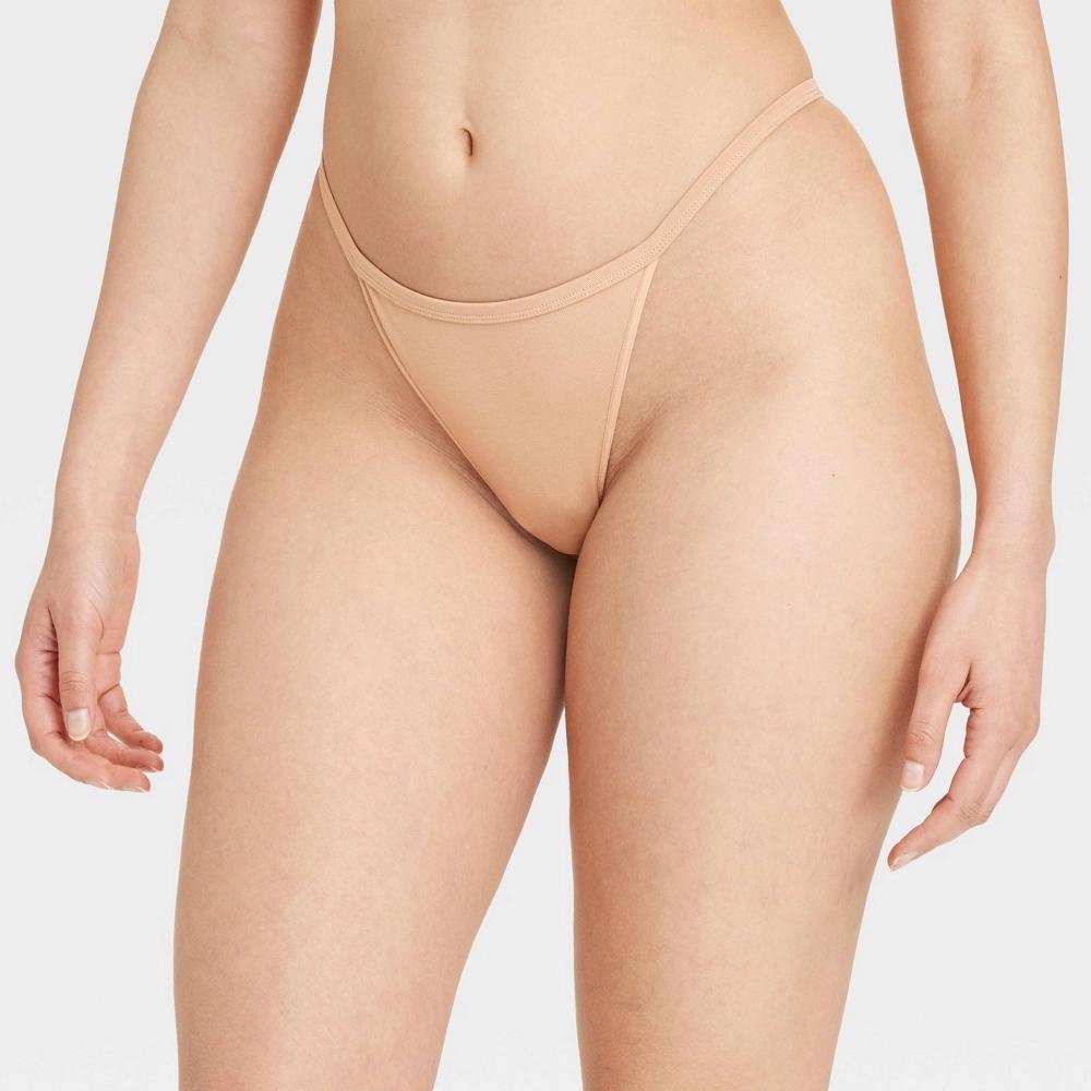 Women's Cotton Blend String Thong Underwear - Auden™ Pearl Tan Product Image