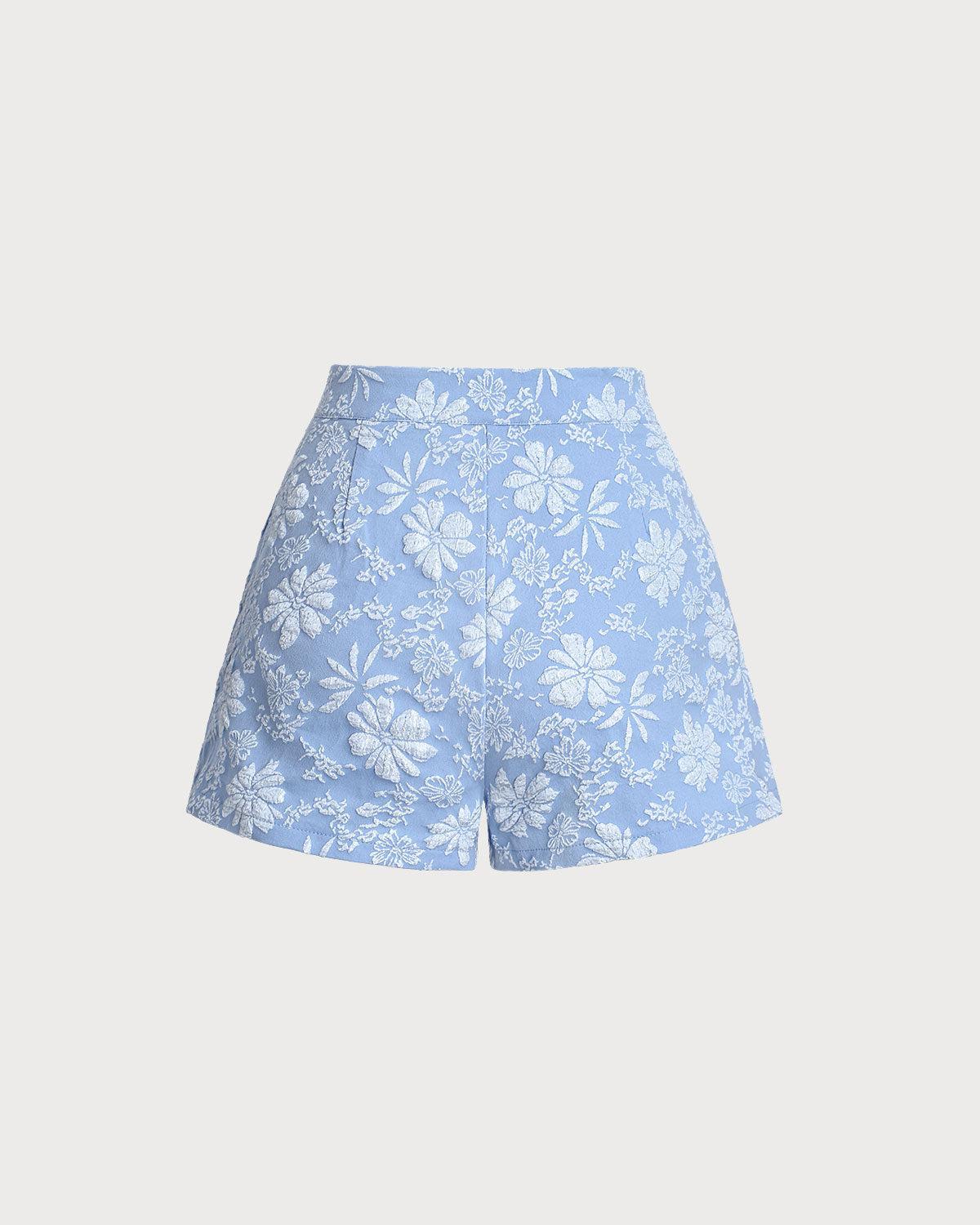 Blue Jacquard Shorts Product Image