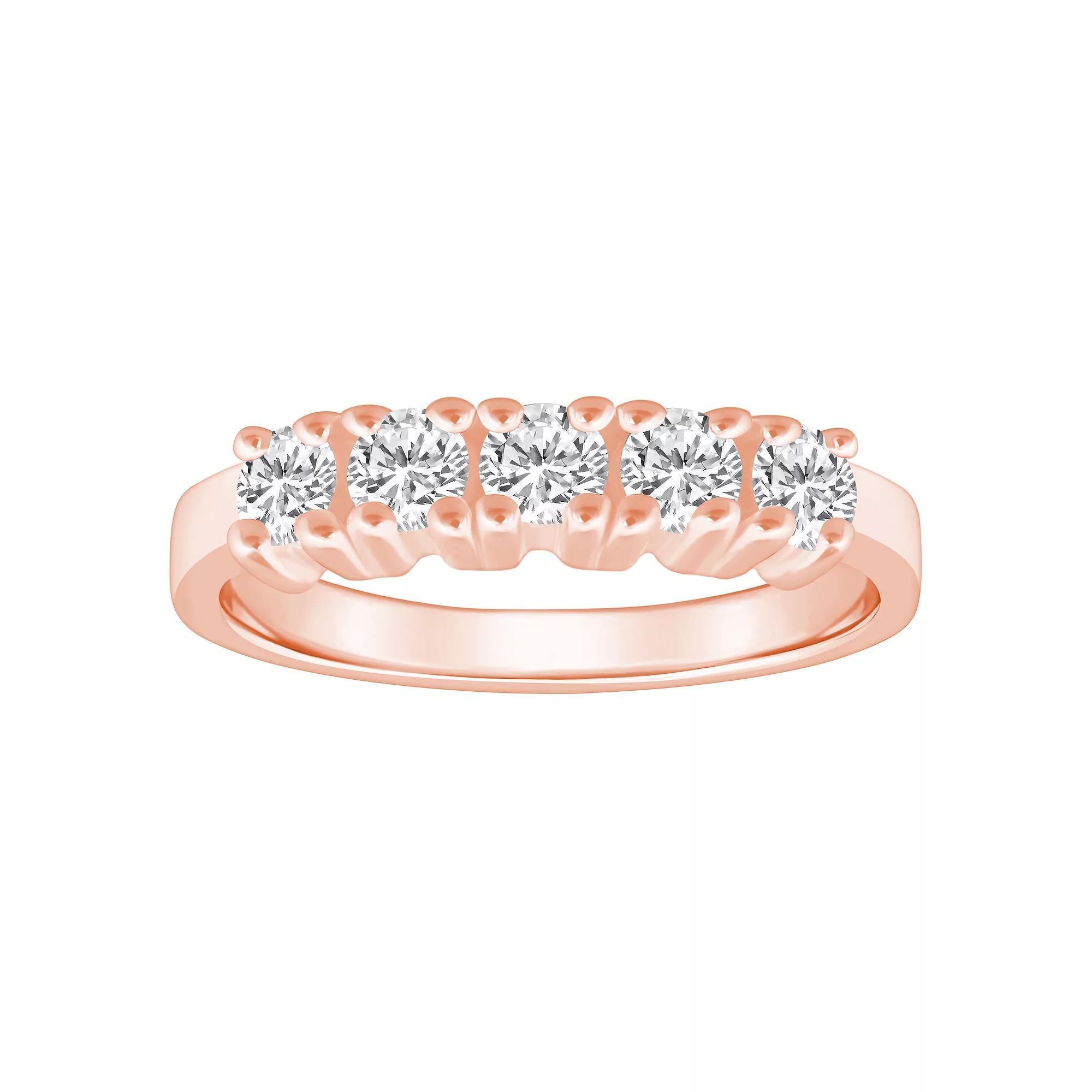 Alyson Layne 14k Gold 3/4 Carat T.W. Diamond 5-Stone Wedding Ring, Womens Pink Product Image