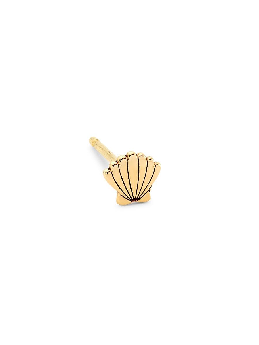 Womens Itty Bitty Symbols 14K Yellow Gold Shell Stud Earring Product Image