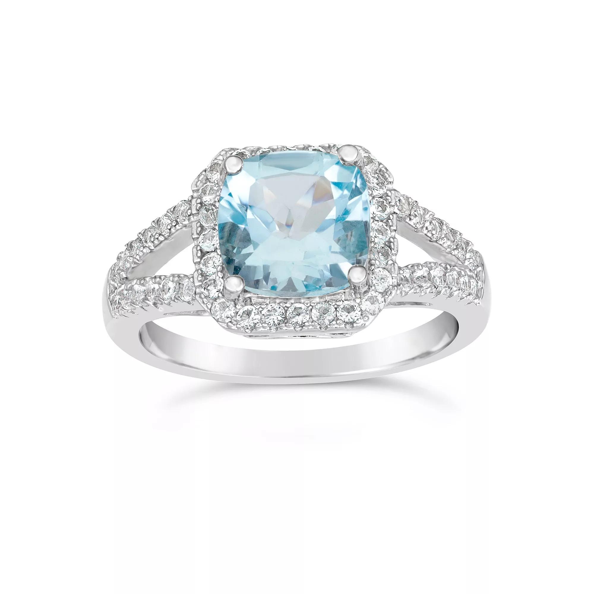 Sterling Silver Blue & White Topaz Split Band Ring, Women's, Size: 6 Product Image