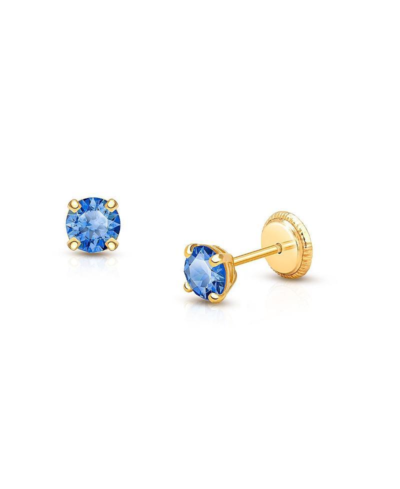 Tiny Blessings Tiny Blessings Childrens 14K Gold 4mm Crystal Birthstone Studs Girls Screw Back Earrings Product Image