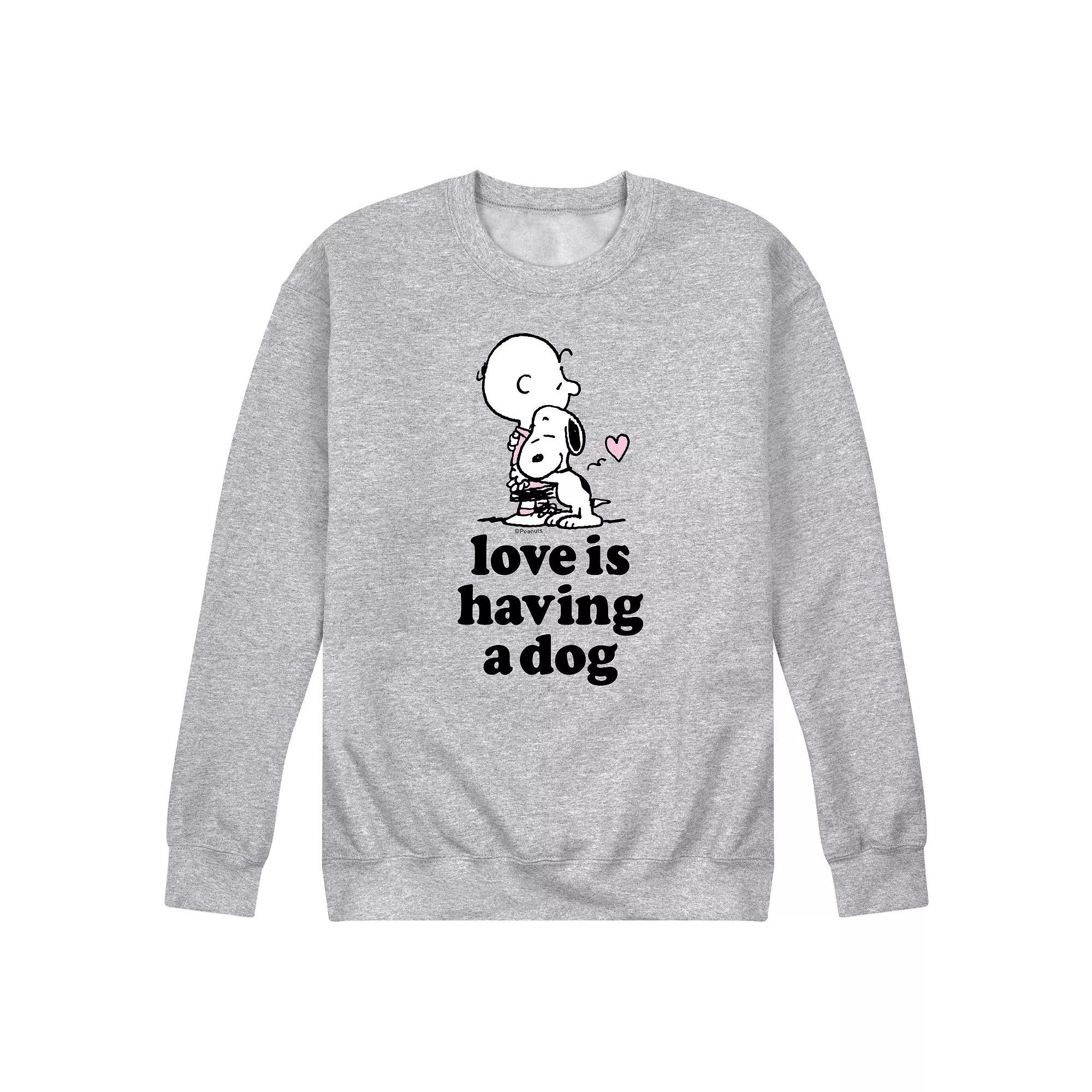 Mens Peanuts Love Is Having Dog Sweatshirt Product Image