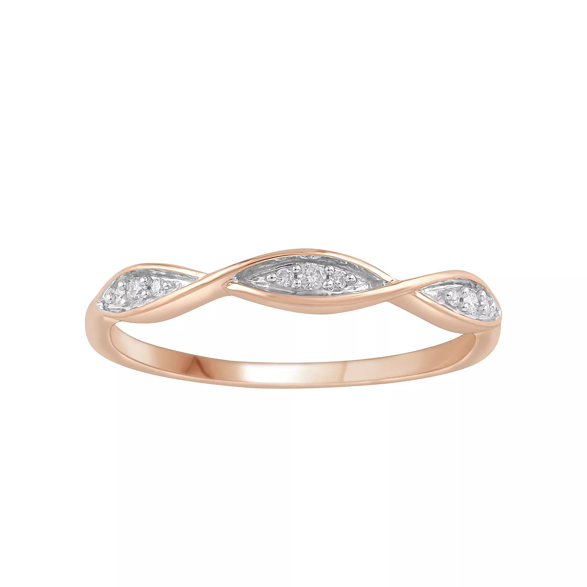 10k Gold Diamond Accent Twist Band Ring, Women's, Size: 8, Pink Product Image