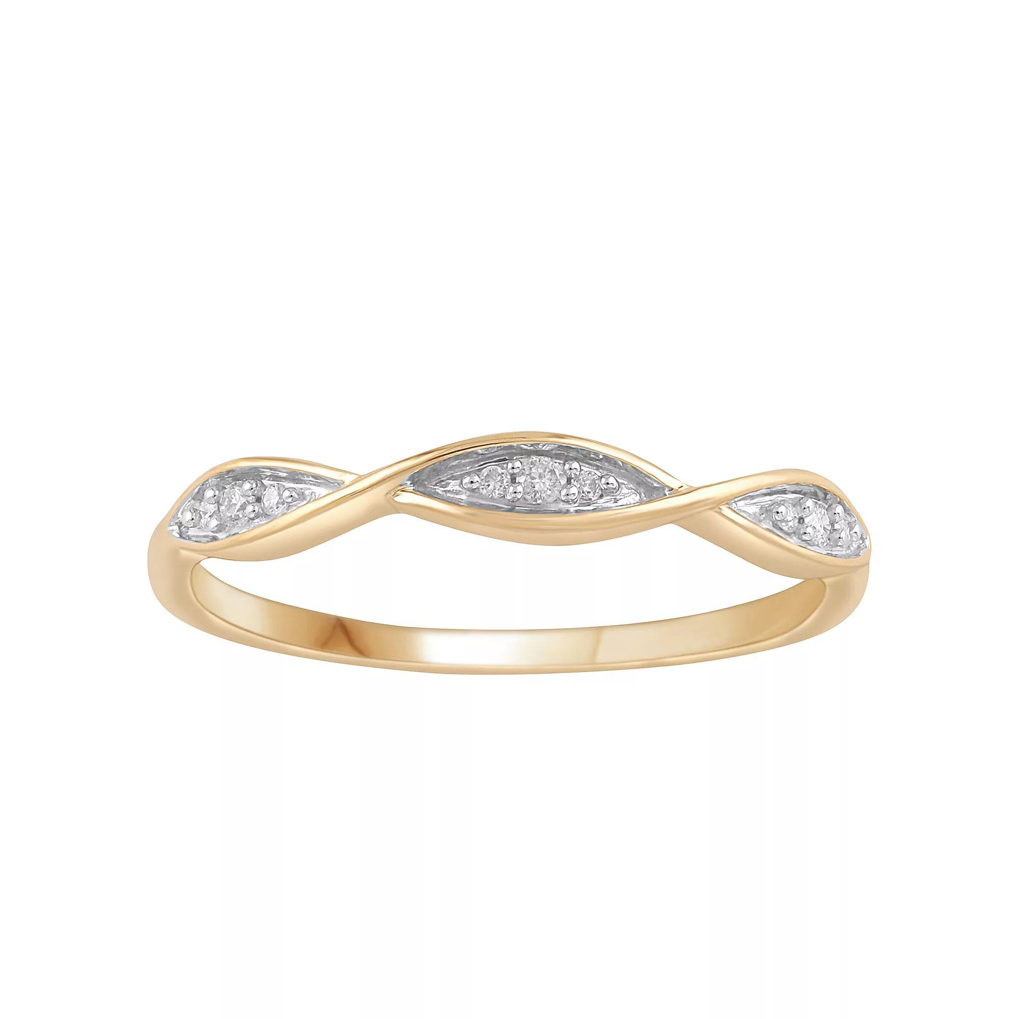 10k Gold Diamond Accent Twist Band Ring, Women's, Size: 8, Pink Product Image