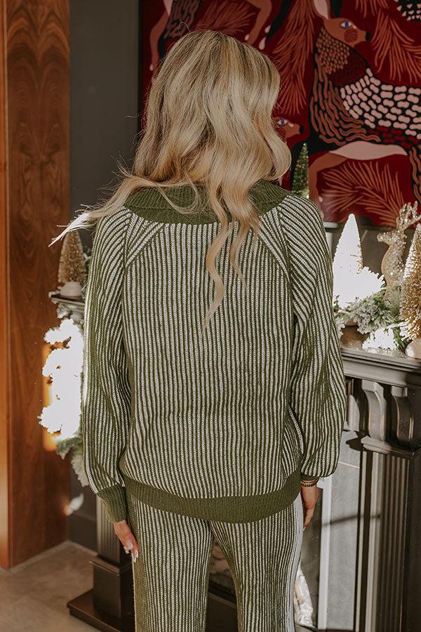 Uptown Chic Ribbed Sweater Top in Olive Product Image