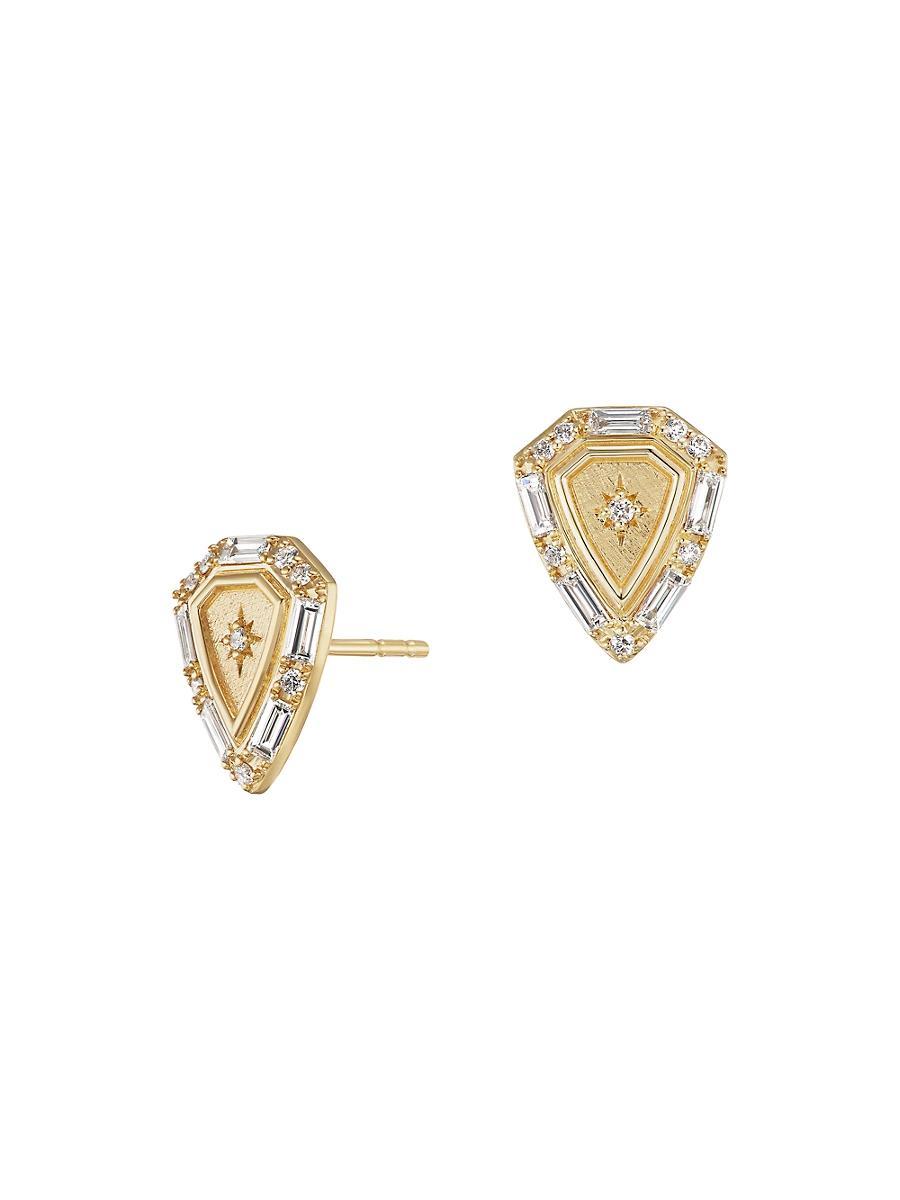 Womens Tarot 18K Yellow Gold & 0.56 TCW Diamond Shield Stud Earrings Product Image