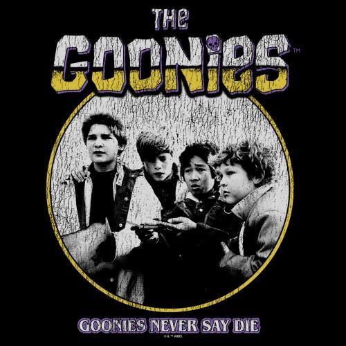 Men's The Goonies Never Say Die Distressed  Graphic T-Shirt in Black at Nordstrom, Size X-Large Product Image