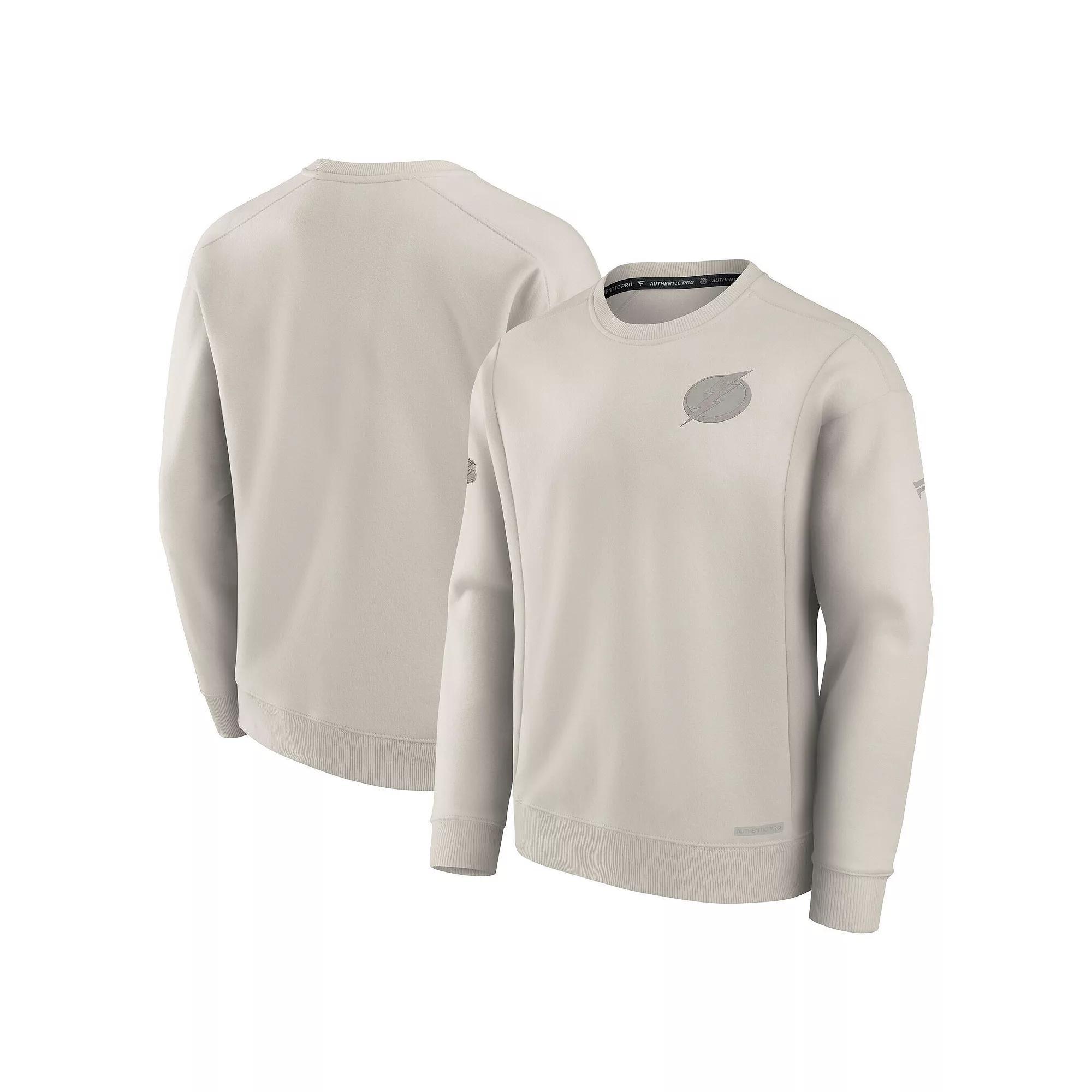 Men's Fanatics  Cream Carolina Hurricanes Authentic Pro Road Fleece Pullover Sweatshirt, Size: 2XL, Beige Product Image