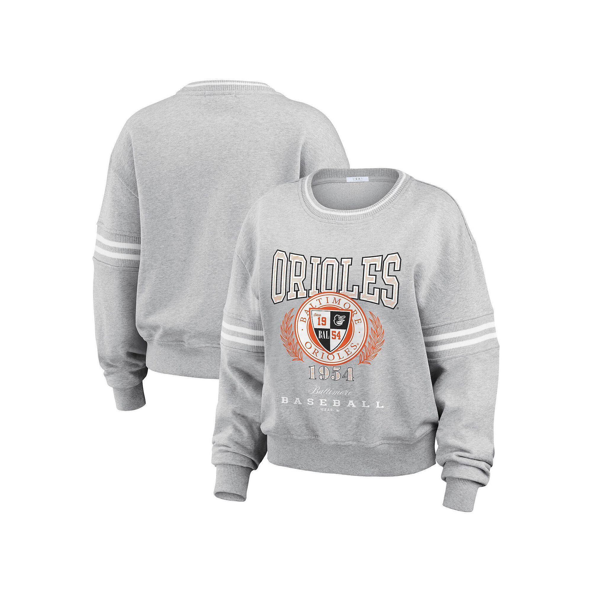 Womens WEAR by Erin Andrews Heather Gray Baltimore Orioles Domestic Crest Pullover Sweatshirt Product Image
