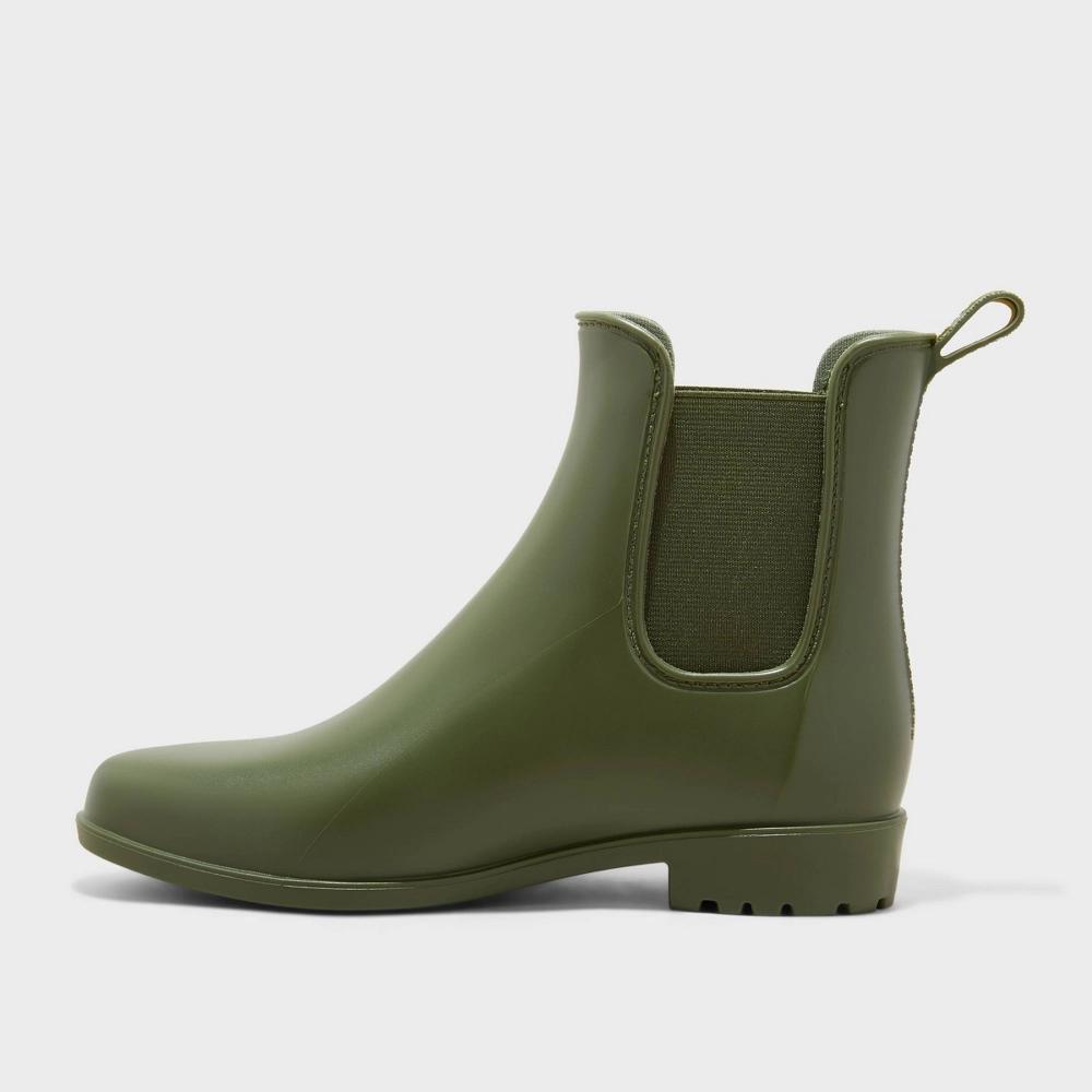 Women's Chelsea Short Rain Boots - A New Day™ 7: Waterproof Ankle Pull-On, Block Heel, Non-Marking Outsole Product Image