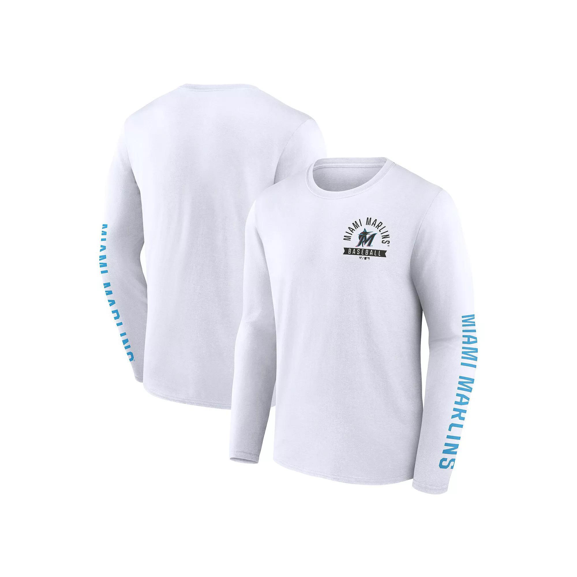 Men's Fanatics  White Miami Marlins Press Box Long Sleeve T-Shirt, Size: XL Product Image
