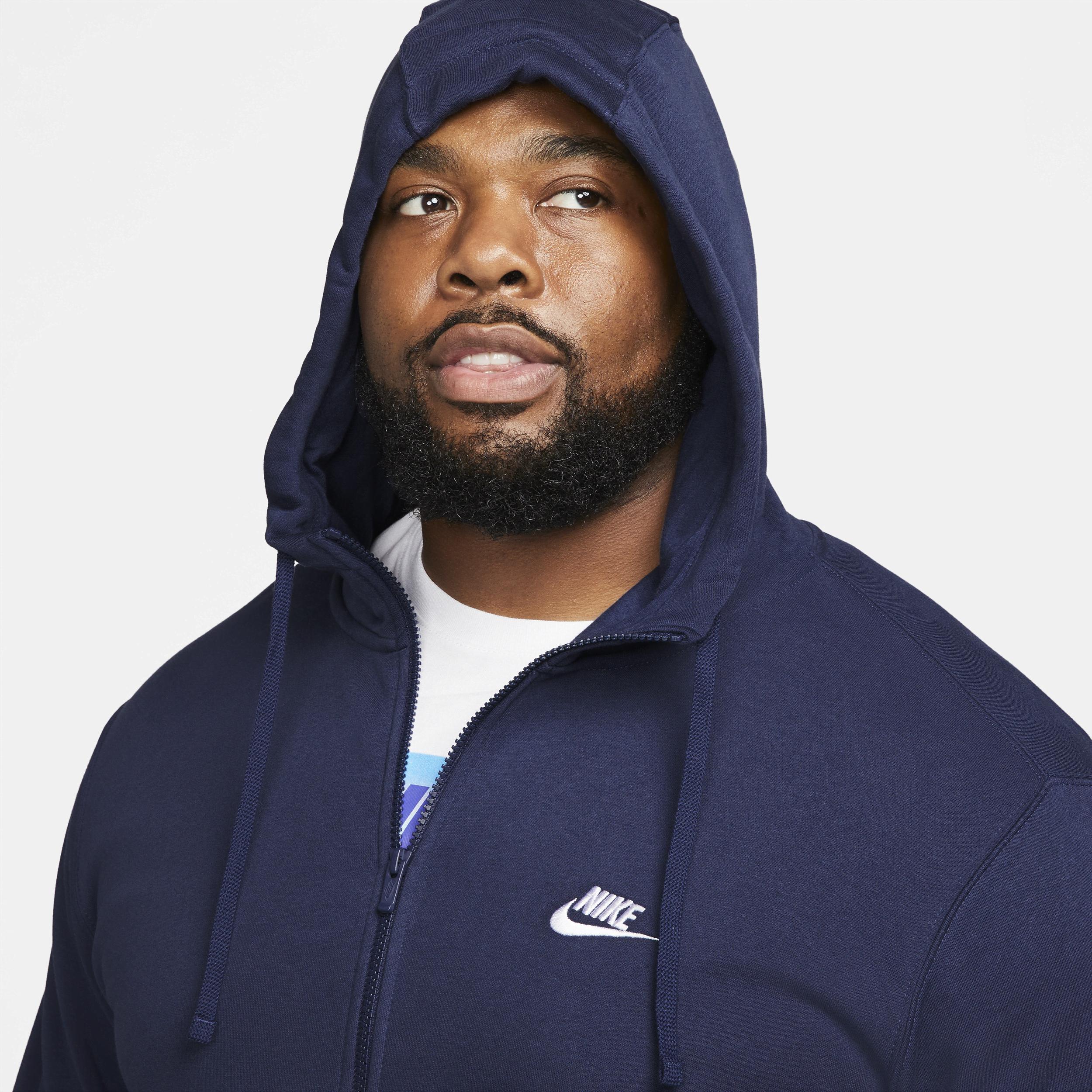Mens Nike Sportswear Club Fleece Full-Zip Hoodie Black Navy White Product Image