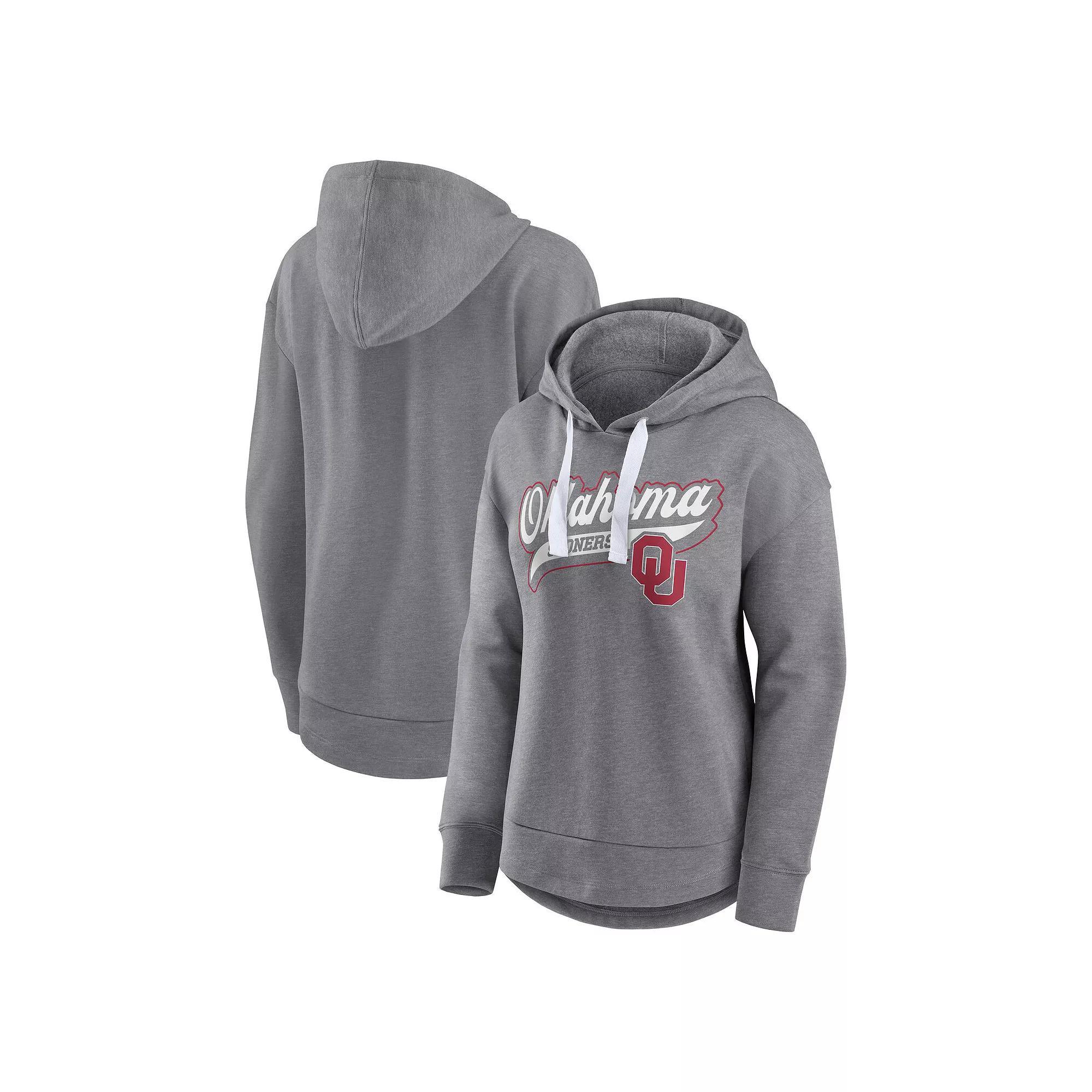 Women's Fanatics  Heather Gray Oklahoma Sooners Tail Sweep Pullover Hoodie, Size: XL, Grey Product Image