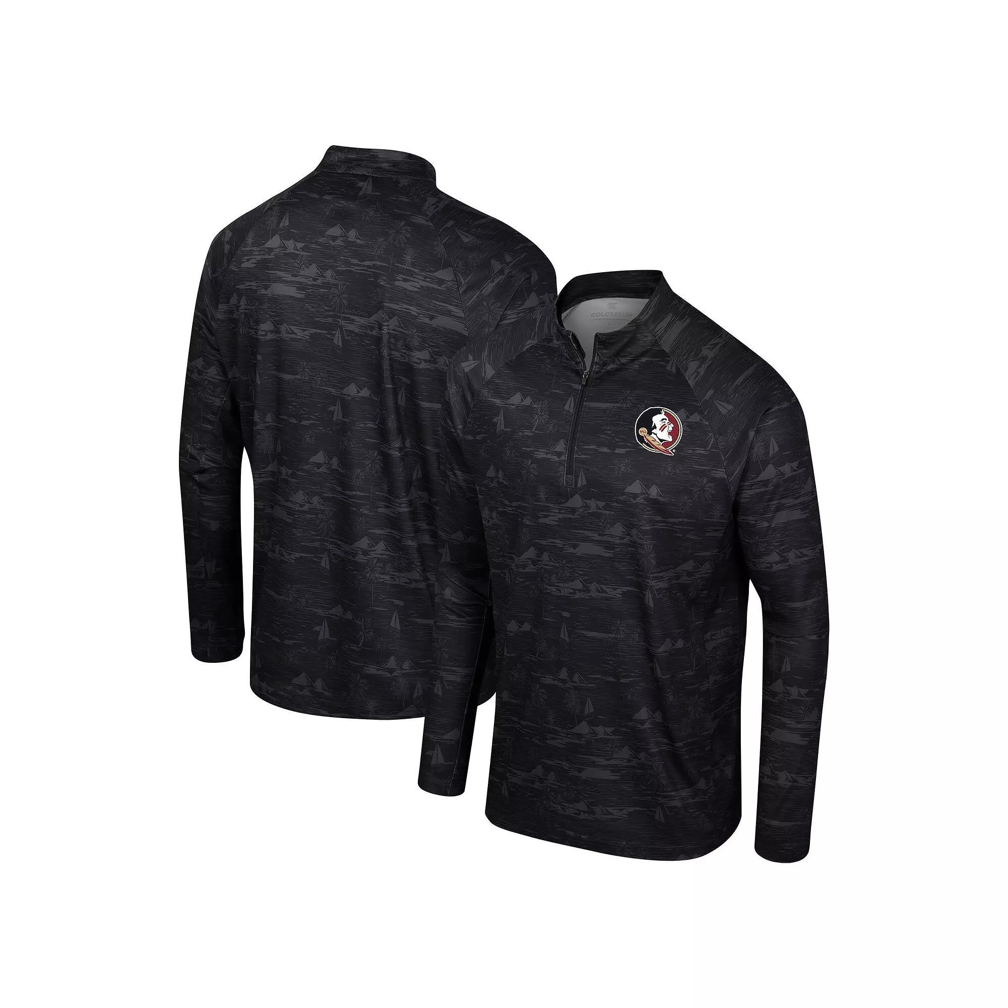 Men's Colosseum Black Florida State Seminoles Carson Raglan Quarter-Zip Jacket, Size: Large Product Image