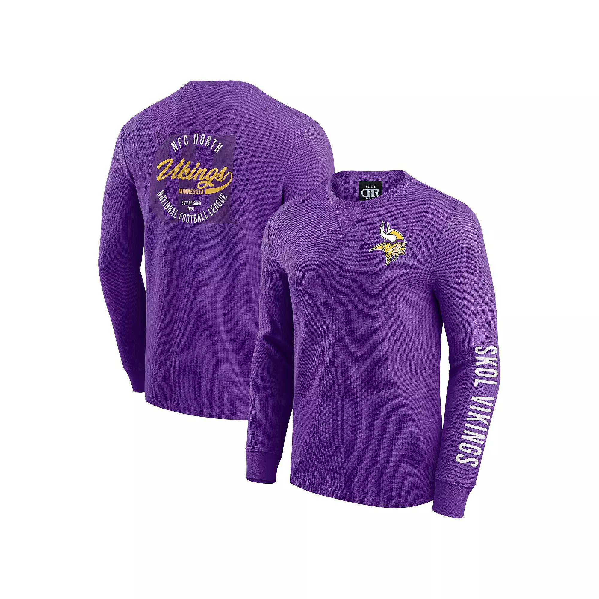 Mens Darius Rucker Collection by Fanatics Minnesota Vikings Washed Waffle-Knit Long Sleeve T-Shirt Product Image