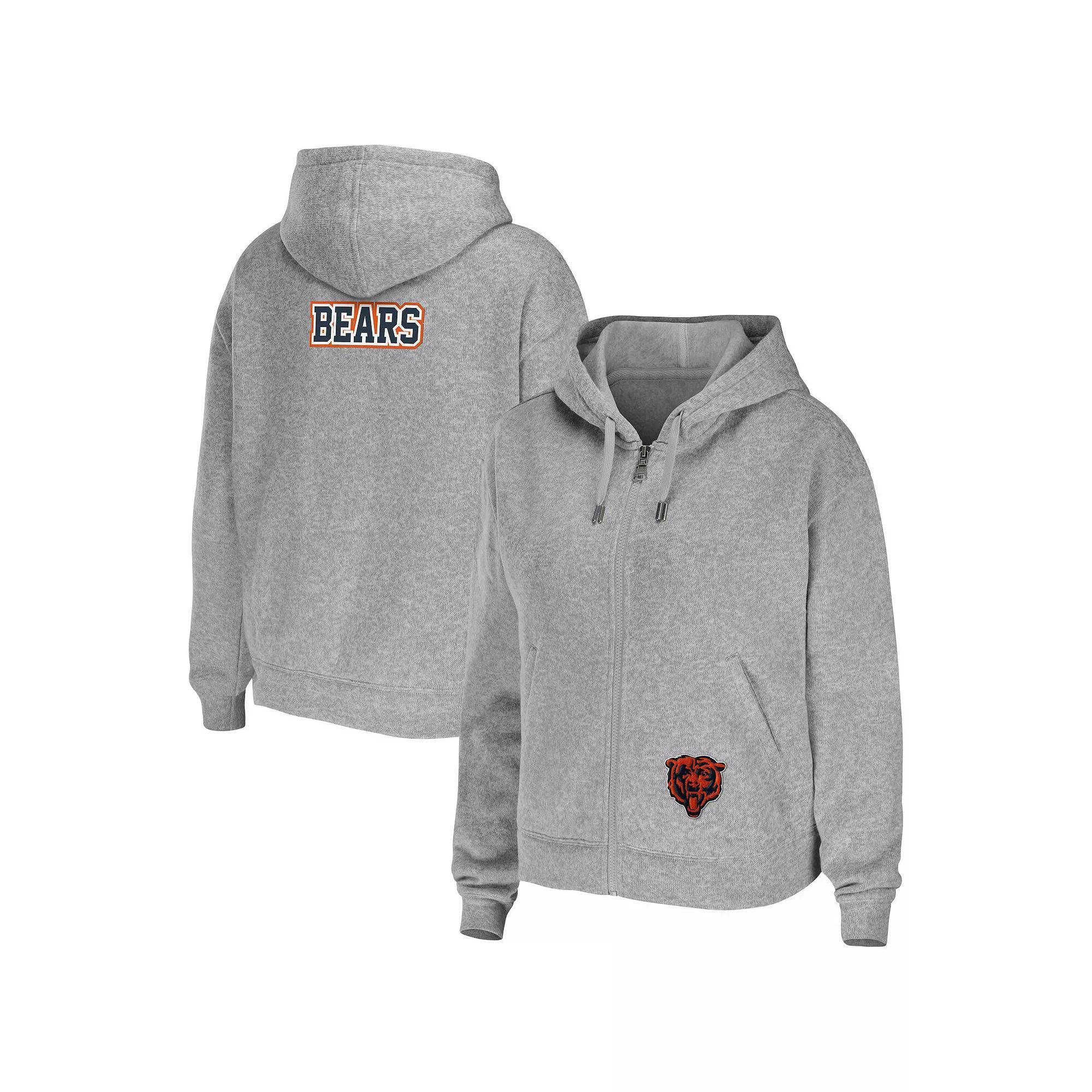 Women's WEAR by Erin Andrews Heathered Gray Chicago Bears Team Full-Zip Hoodie, Size: XS, Grey Product Image