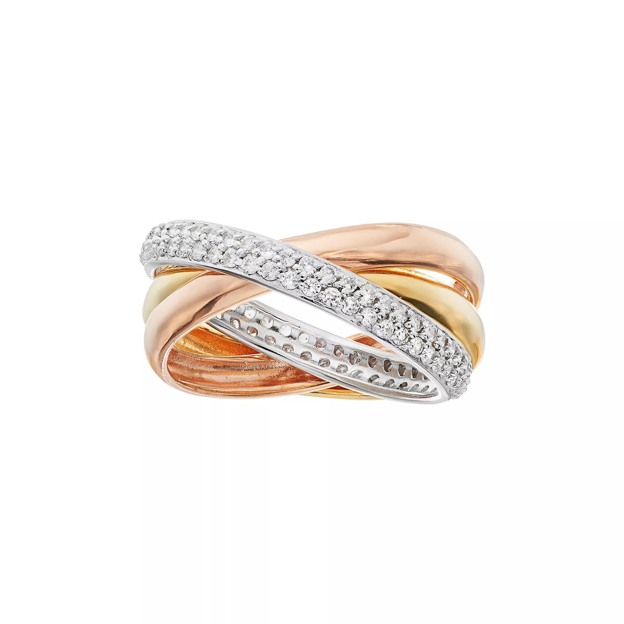 Sophie Miller Cubic Zirconia Triple Interlocking Ring, Womens White Product Image