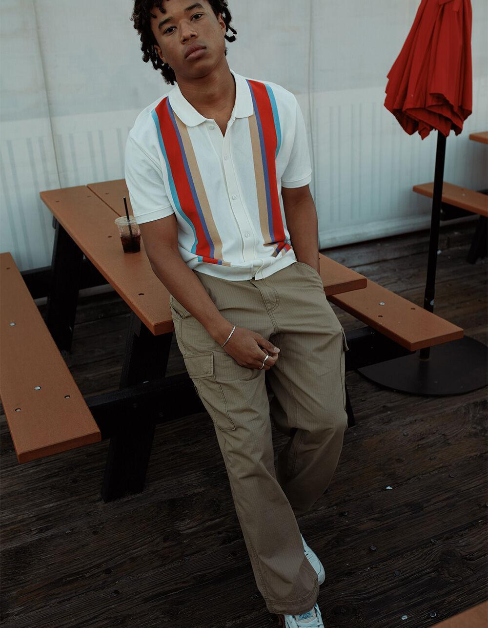 OBEY Parker Knit Mens Button Up Shirt - OFF WHITE Product Image