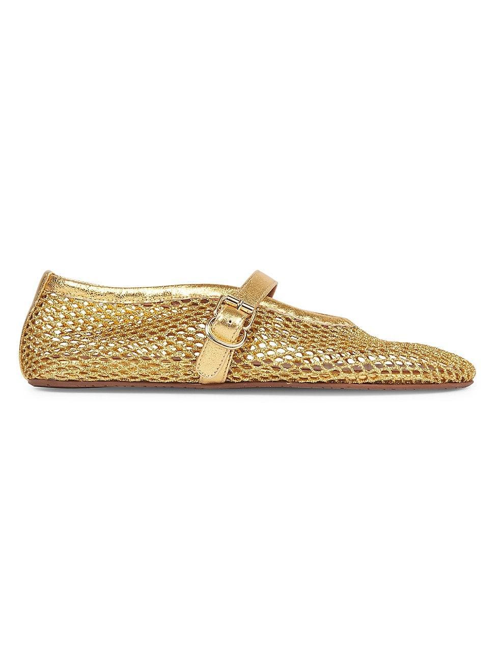 Womens Metallic Mesh Mary Jane Ballerina Flats Product Image