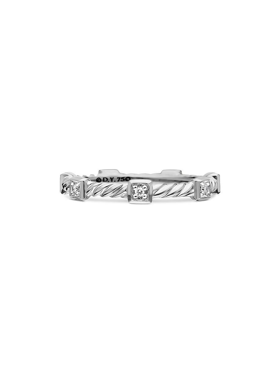 Womens Cable Collectibles Stations Stack Ring in 18K White Gold Product Image